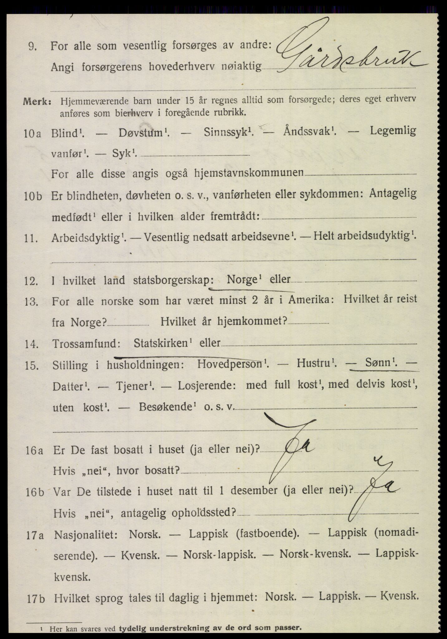 SAT, 1920 census for Sørfold, 1920, p. 3182