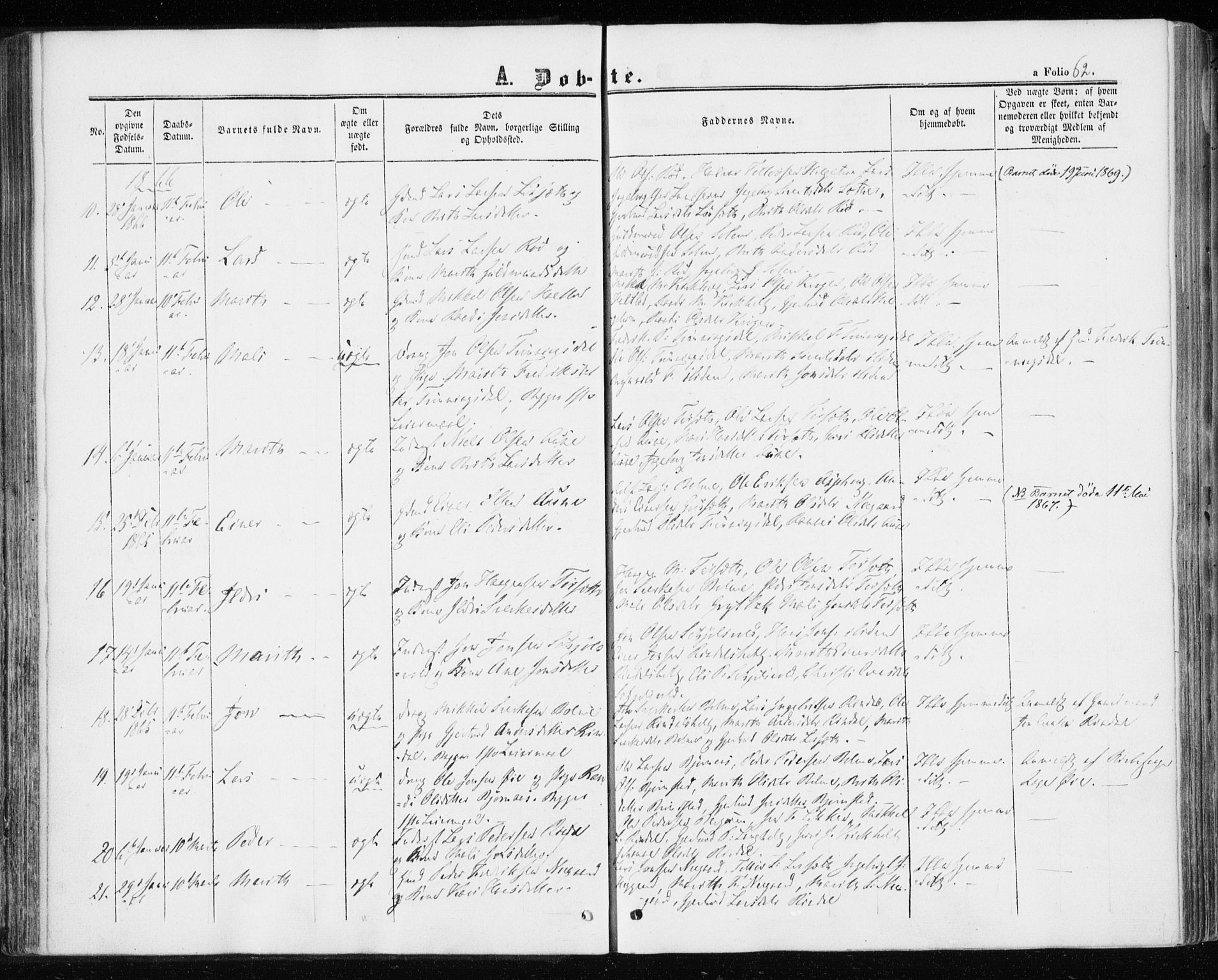 Ministerialprotokoller, klokkerbøker og fødselsregistre - Møre og Romsdal, SAT/A-1454/598/L1067: Parish register (official) no. 598A01, 1858-1871, p. 62