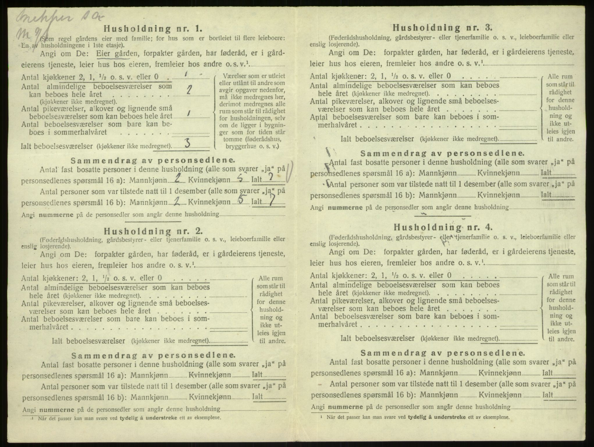 SAB, 1920 census for Austrheim, 1920, p. 850