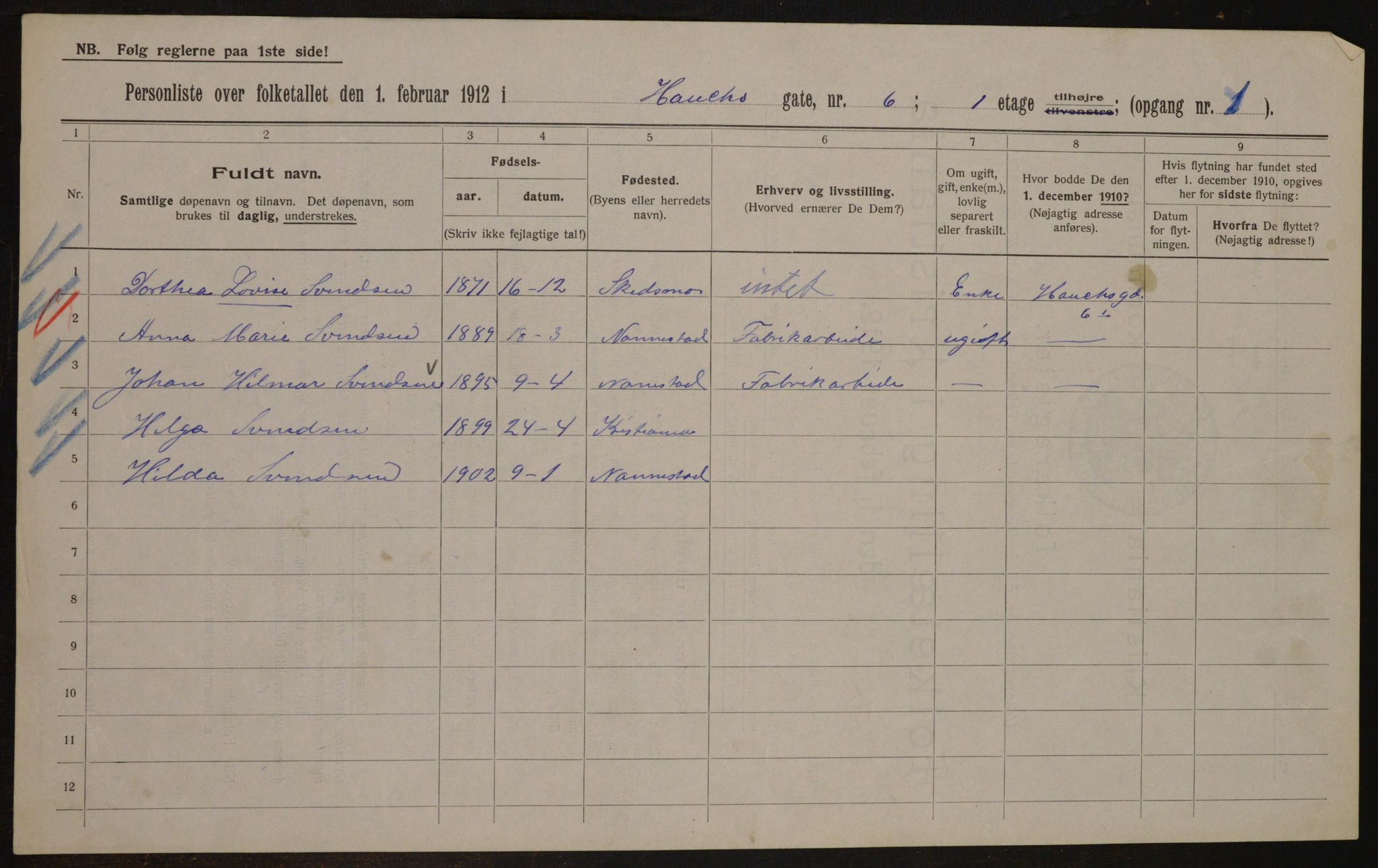 OBA, Municipal Census 1912 for Kristiania, 1912, p. 35524