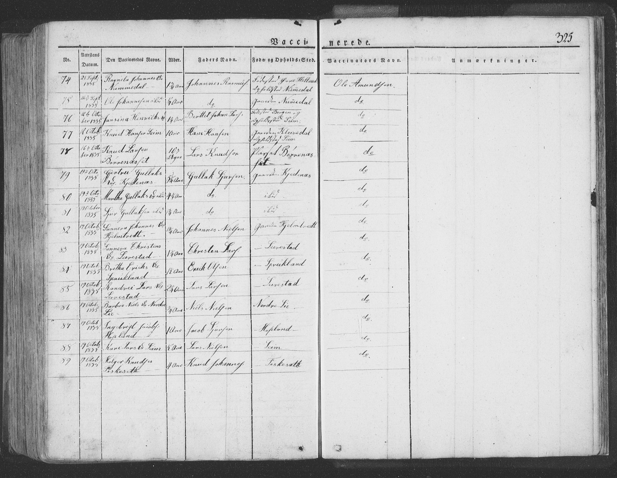 Hosanger sokneprestembete, AV/SAB-A-75801/H/Haa: Parish register (official) no. A 6, 1824-1835, p. 325