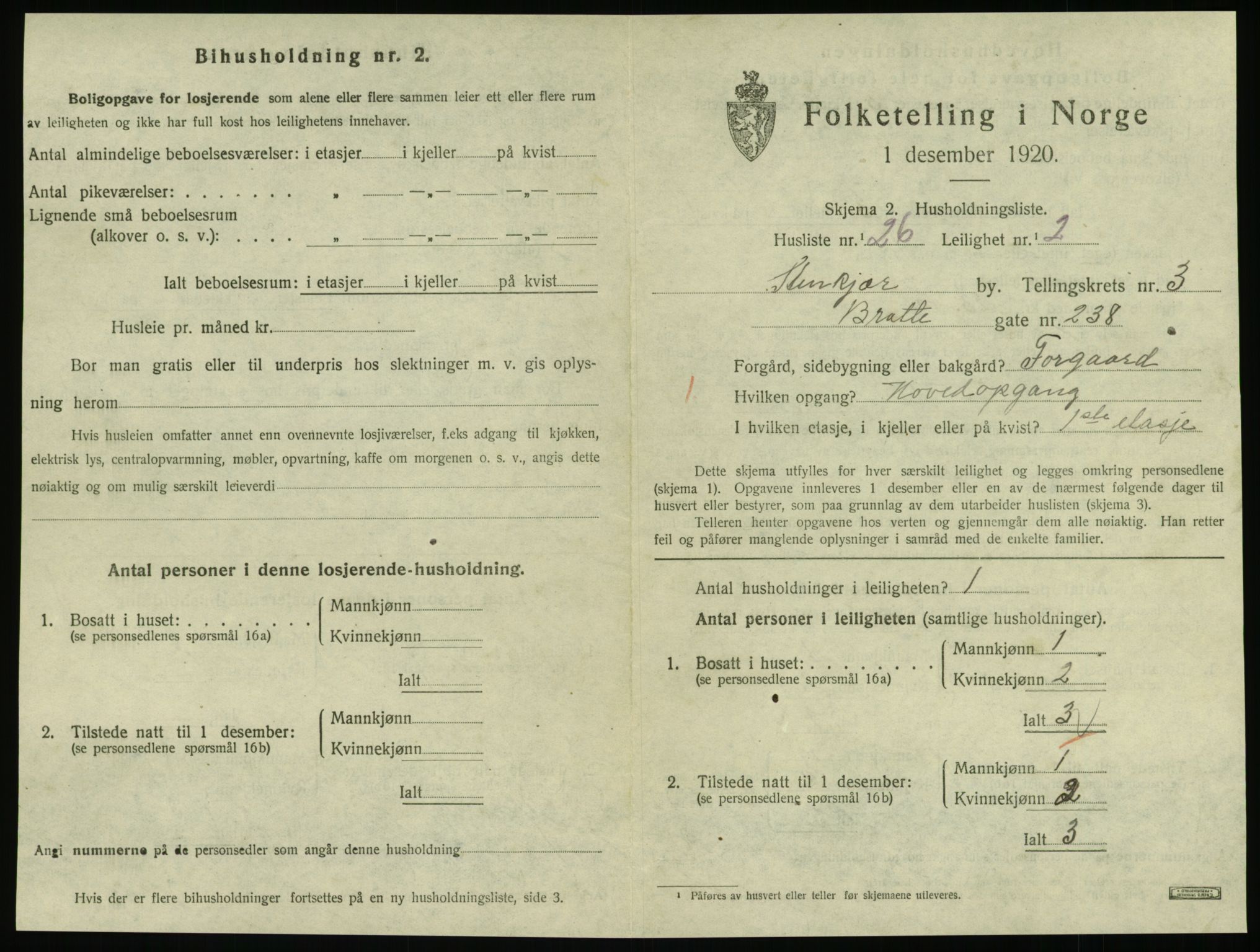 SAT, 1920 census for Steinkjer, 1920, p. 1978