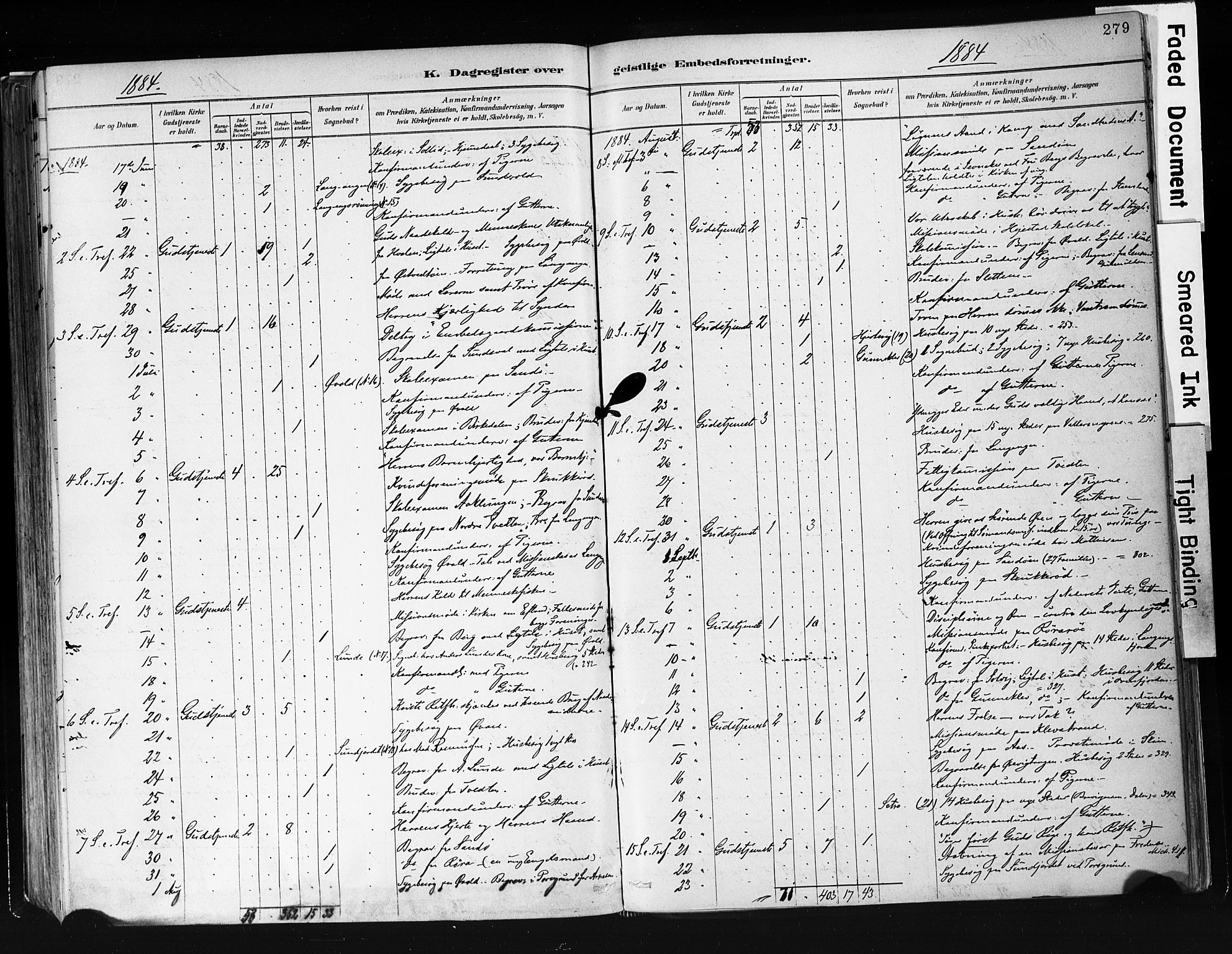 Eidanger kirkebøker, AV/SAKO-A-261/F/Fa/L0012: Parish register (official) no. 12, 1879-1900, p. 279