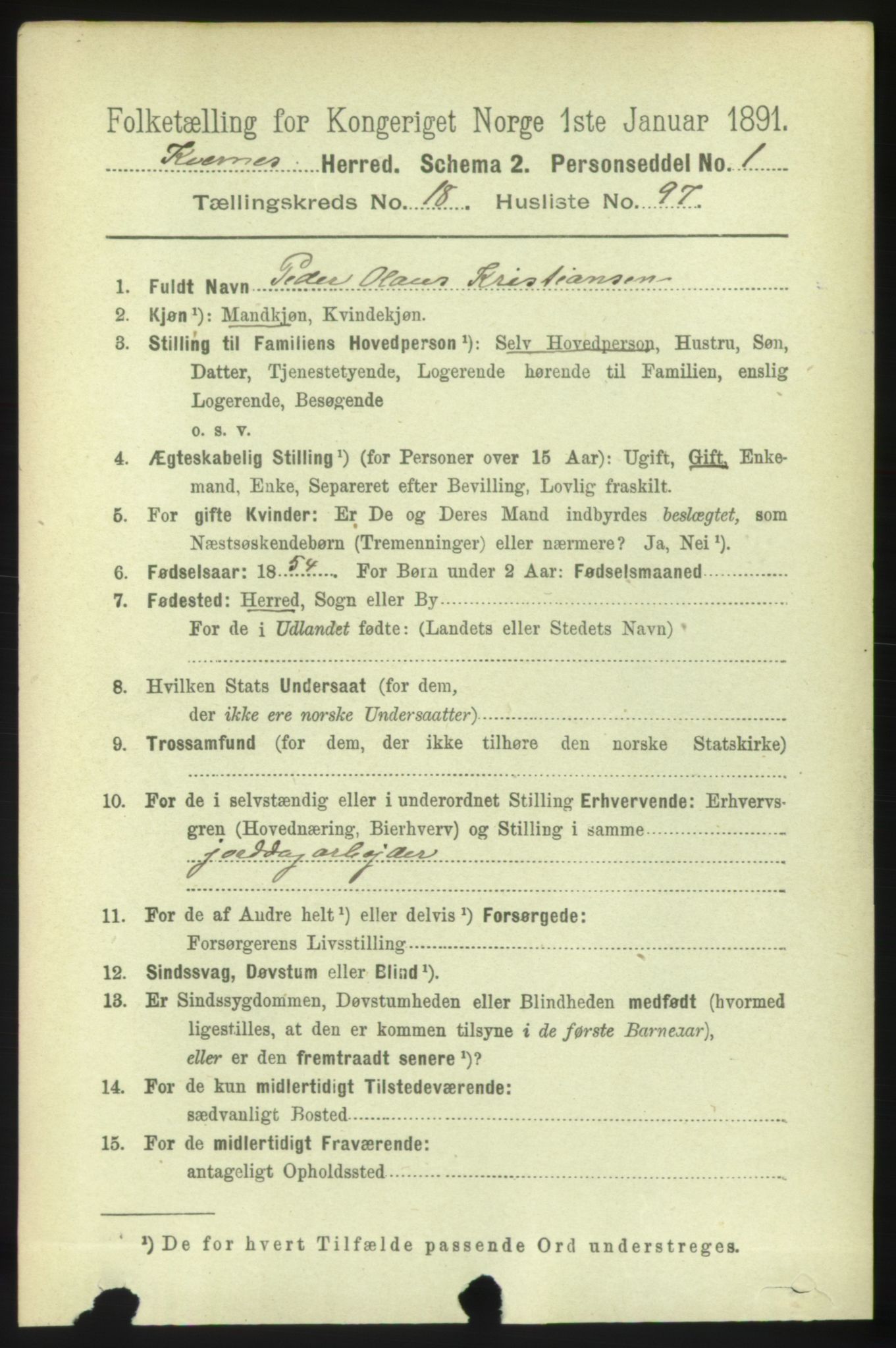 RA, 1891 census for 1553 Kvernes, 1891, p. 8372