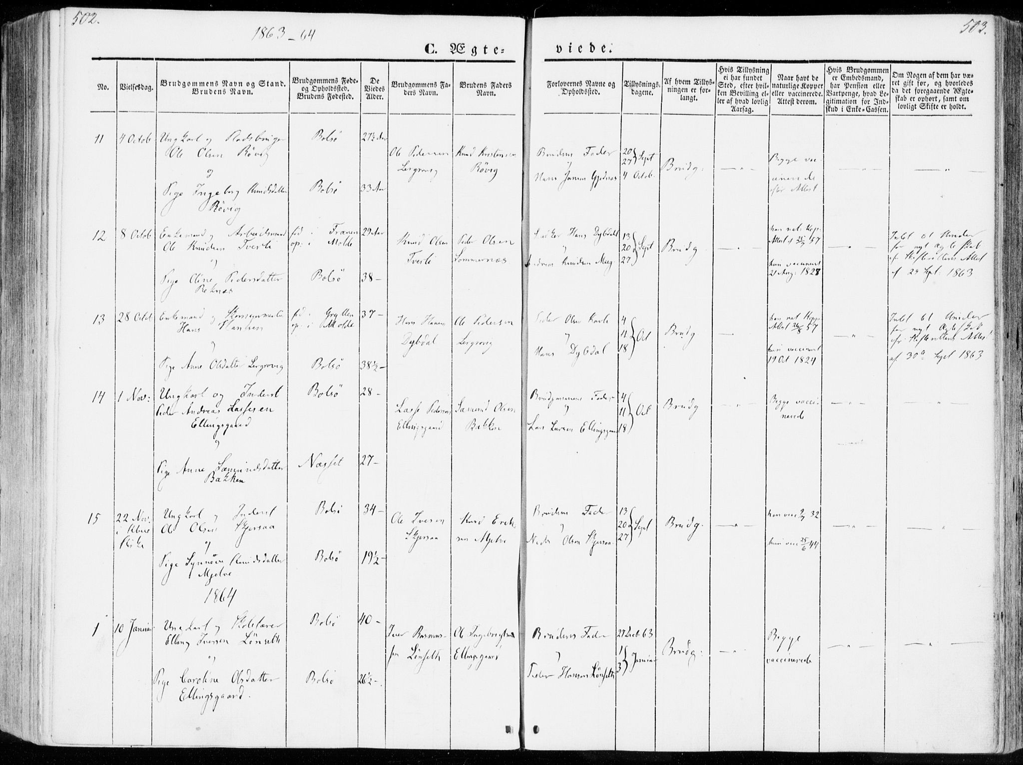 Ministerialprotokoller, klokkerbøker og fødselsregistre - Møre og Romsdal, SAT/A-1454/555/L0653: Parish register (official) no. 555A04, 1843-1869, p. 502-503
