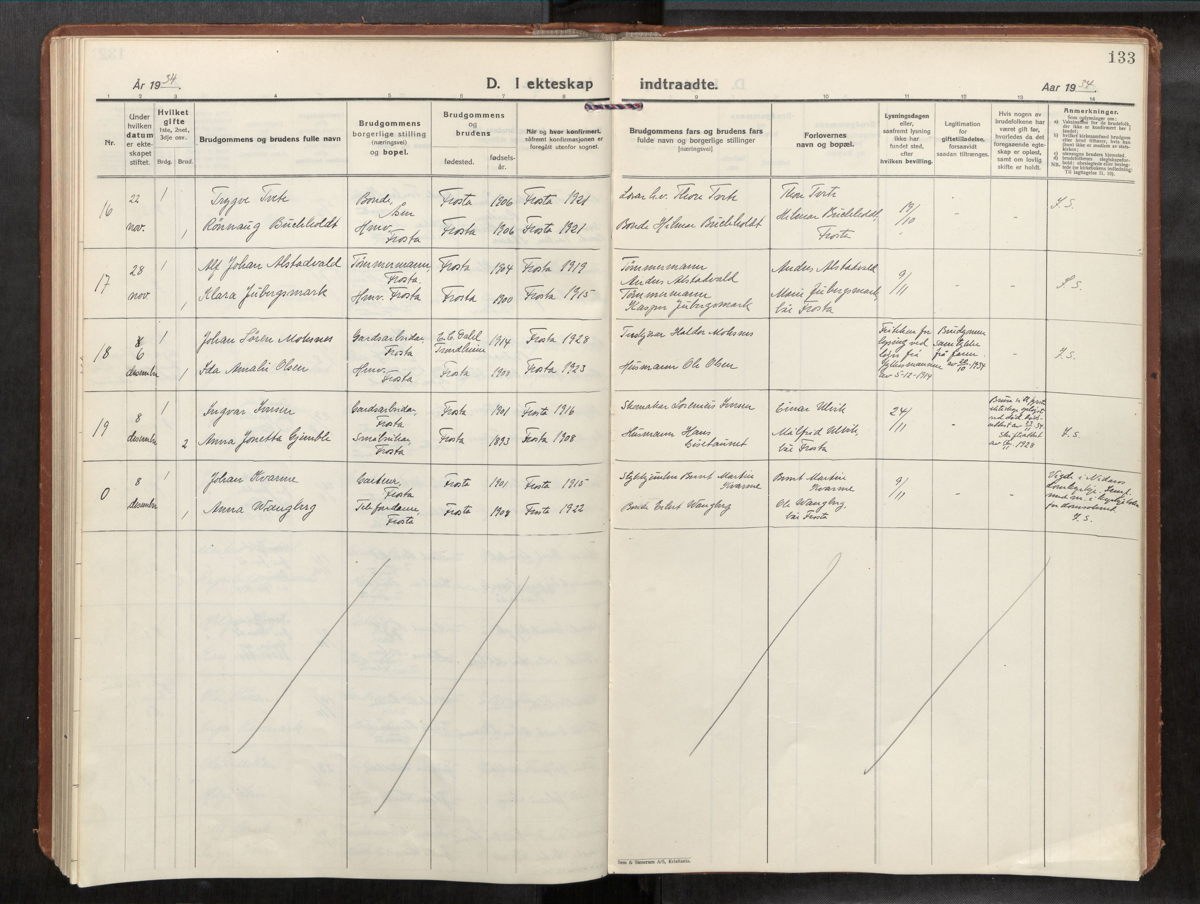 Frosta sokneprestkontor, AV/SAT-A-4380/2/H/Haa/L0001: Parish register (official) no. 1, 1926-1934, p. 133