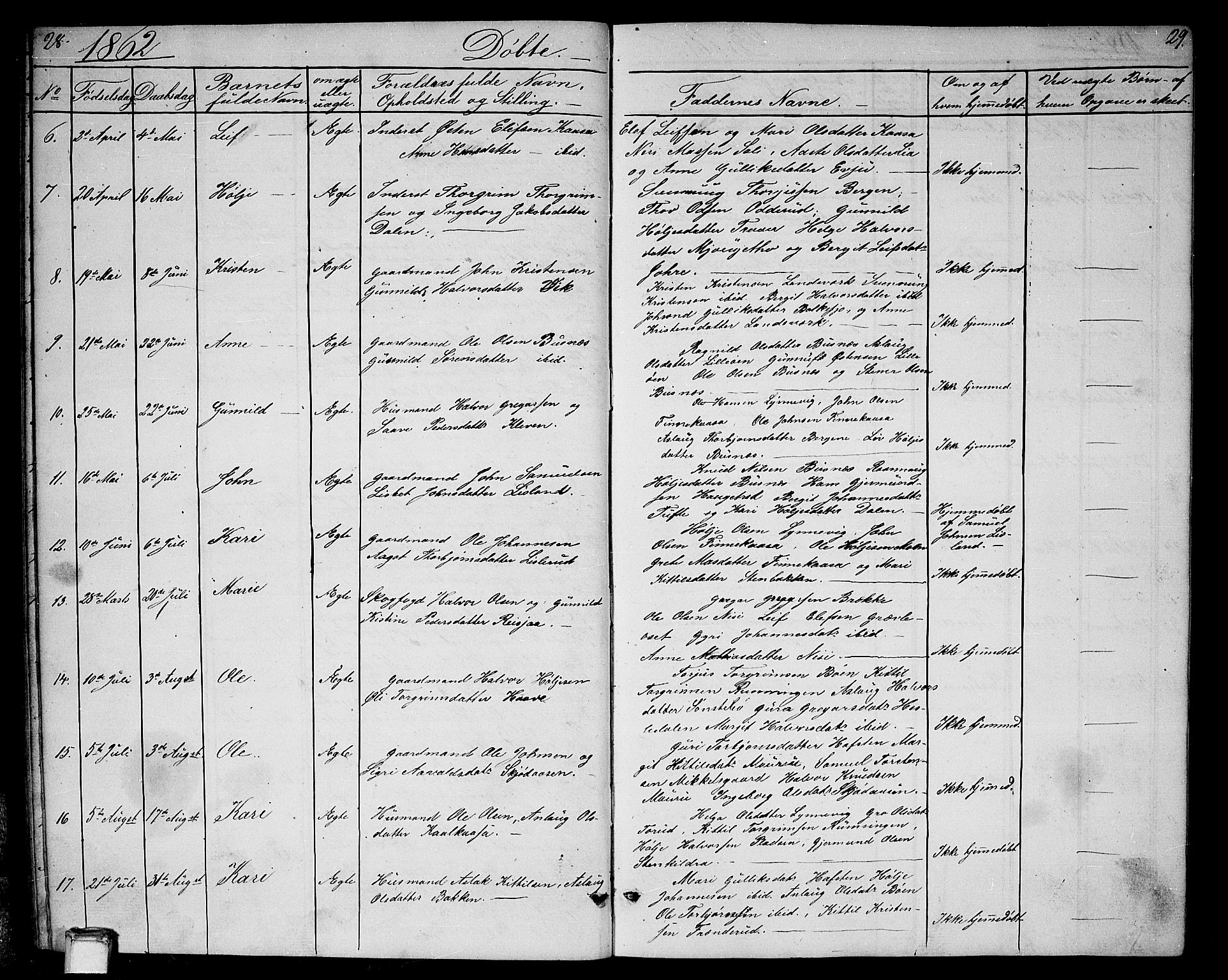 Gransherad kirkebøker, AV/SAKO-A-267/G/Ga/L0002: Parish register (copy) no. I 2, 1854-1886, p. 28-29