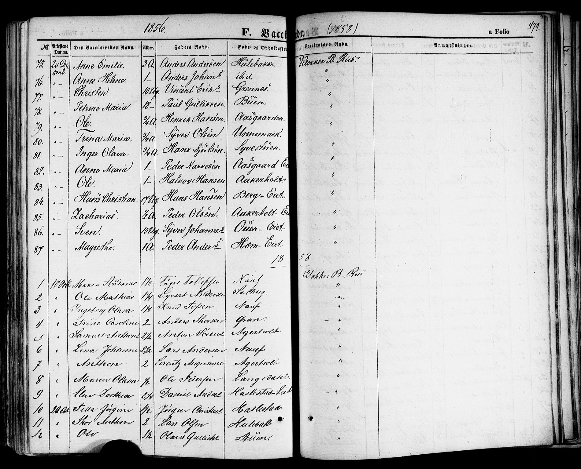 Hof kirkebøker, SAKO/A-64/F/Fa/L0006: Parish register (official) no. I 6, 1851-1877, p. 479
