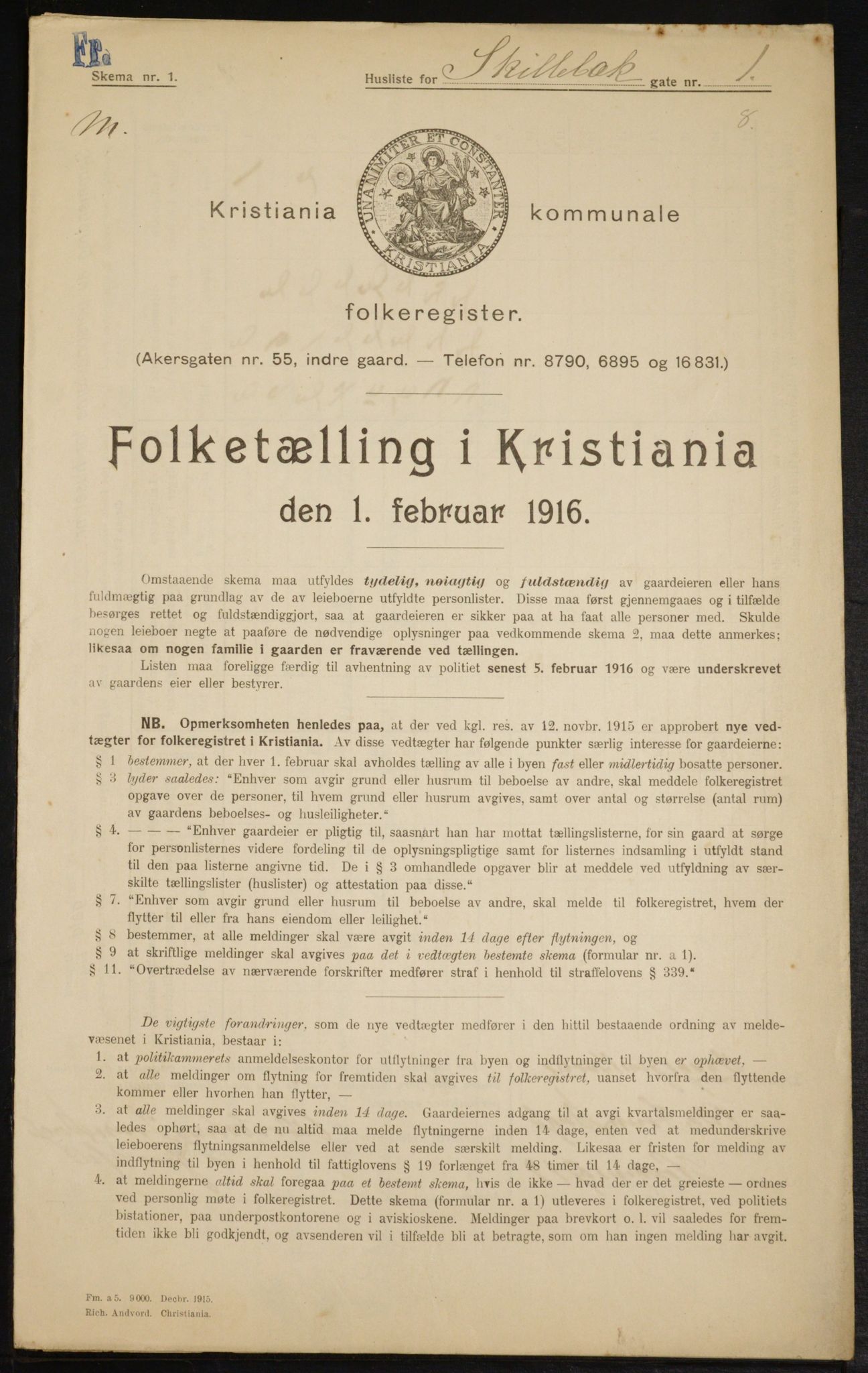 OBA, Municipal Census 1916 for Kristiania, 1916, p. 97882