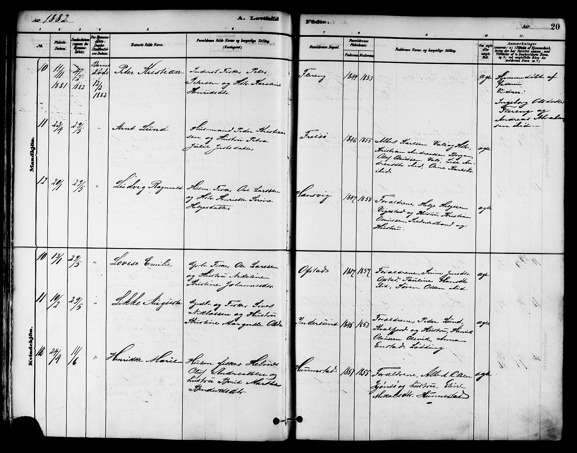 Ministerialprotokoller, klokkerbøker og fødselsregistre - Nord-Trøndelag, AV/SAT-A-1458/786/L0686: Parish register (official) no. 786A02, 1880-1887, p. 20