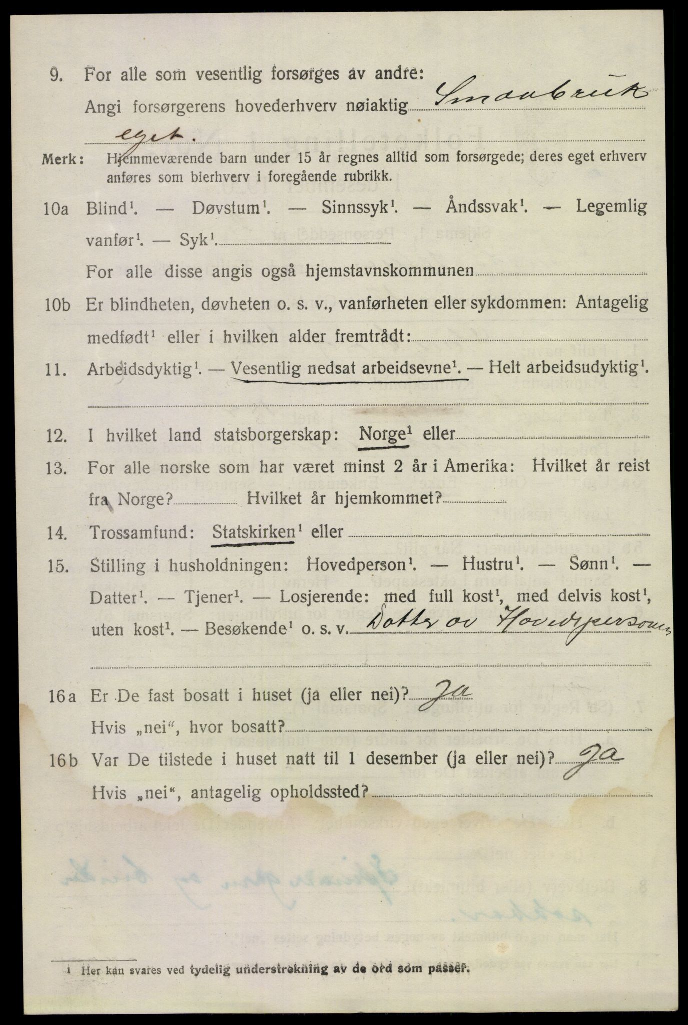 SAKO, 1920 census for Lunde, 1920, p. 1722