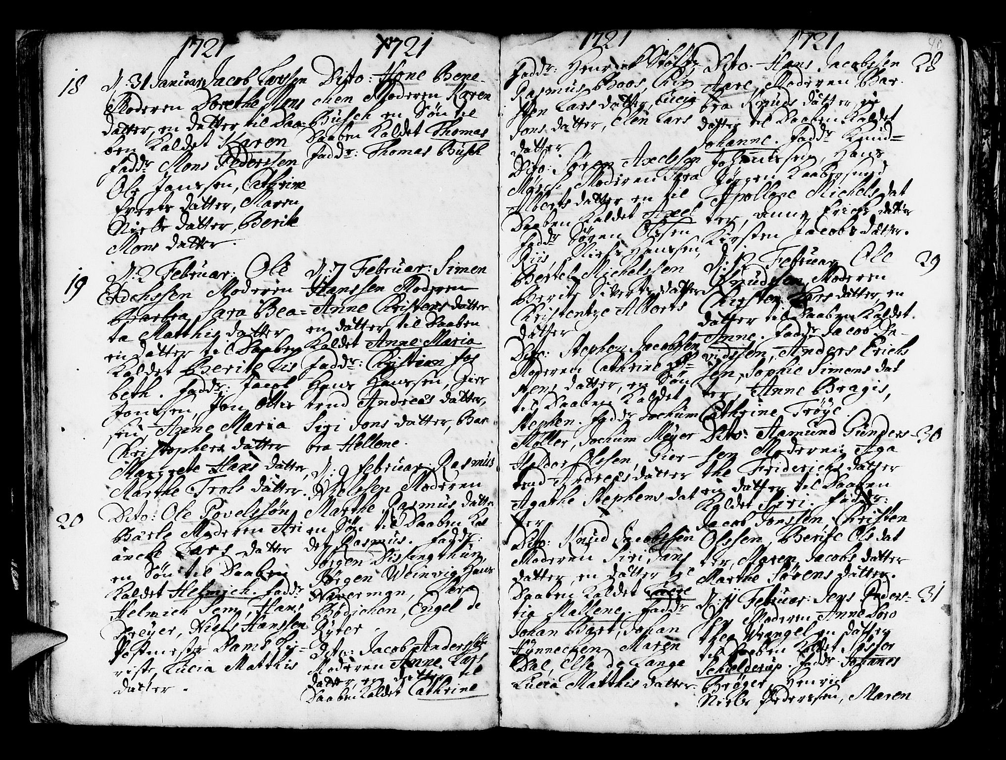 Nykirken Sokneprestembete, AV/SAB-A-77101/H/Haa/L0003: Parish register (official) no. A 3, 1717-1764, p. 40