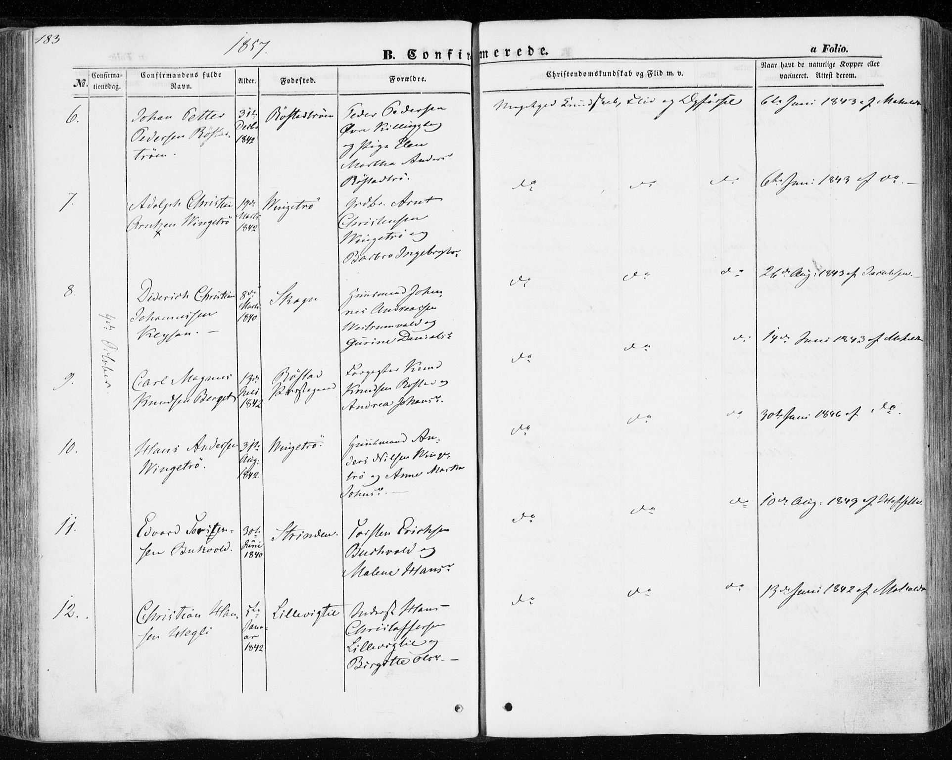 Ministerialprotokoller, klokkerbøker og fødselsregistre - Nord-Trøndelag, SAT/A-1458/701/L0008: Parish register (official) no. 701A08 /1, 1854-1863, p. 183