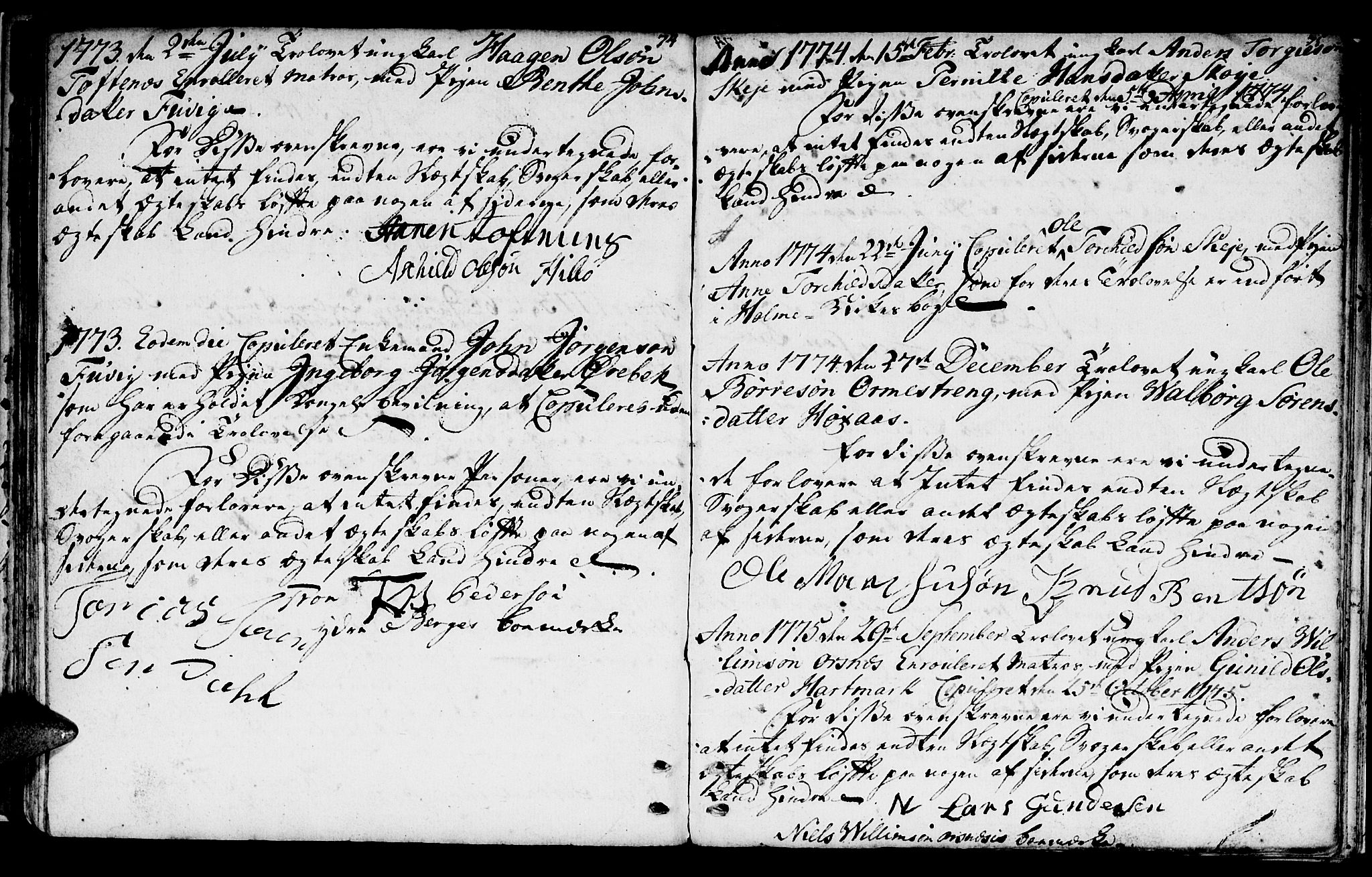 Mandal sokneprestkontor, SAK/1111-0030/F/Fa/Fab/L0002: Parish register (official) no. A 2, 1753-1801, p. 74-75