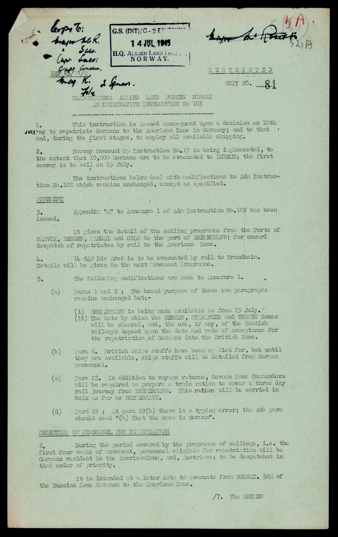 Forsvarets Overkommando. 2 kontor. Arkiv 11.4. Spredte tyske arkivsaker, AV/RA-RAFA-7031/D/Dar/Darc/L0015: FO.II, 1945-1946, p. 31