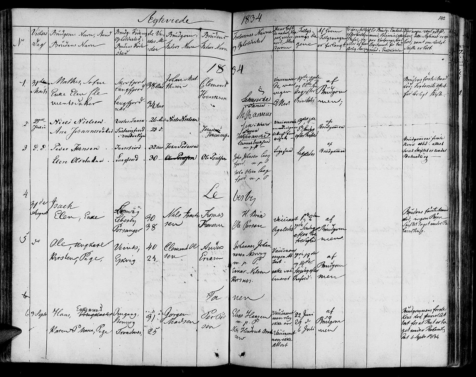 Lebesby sokneprestkontor, SATØ/S-1353/H/Ha/L0003kirke: Parish register (official) no. 3, 1833-1852, p. 142