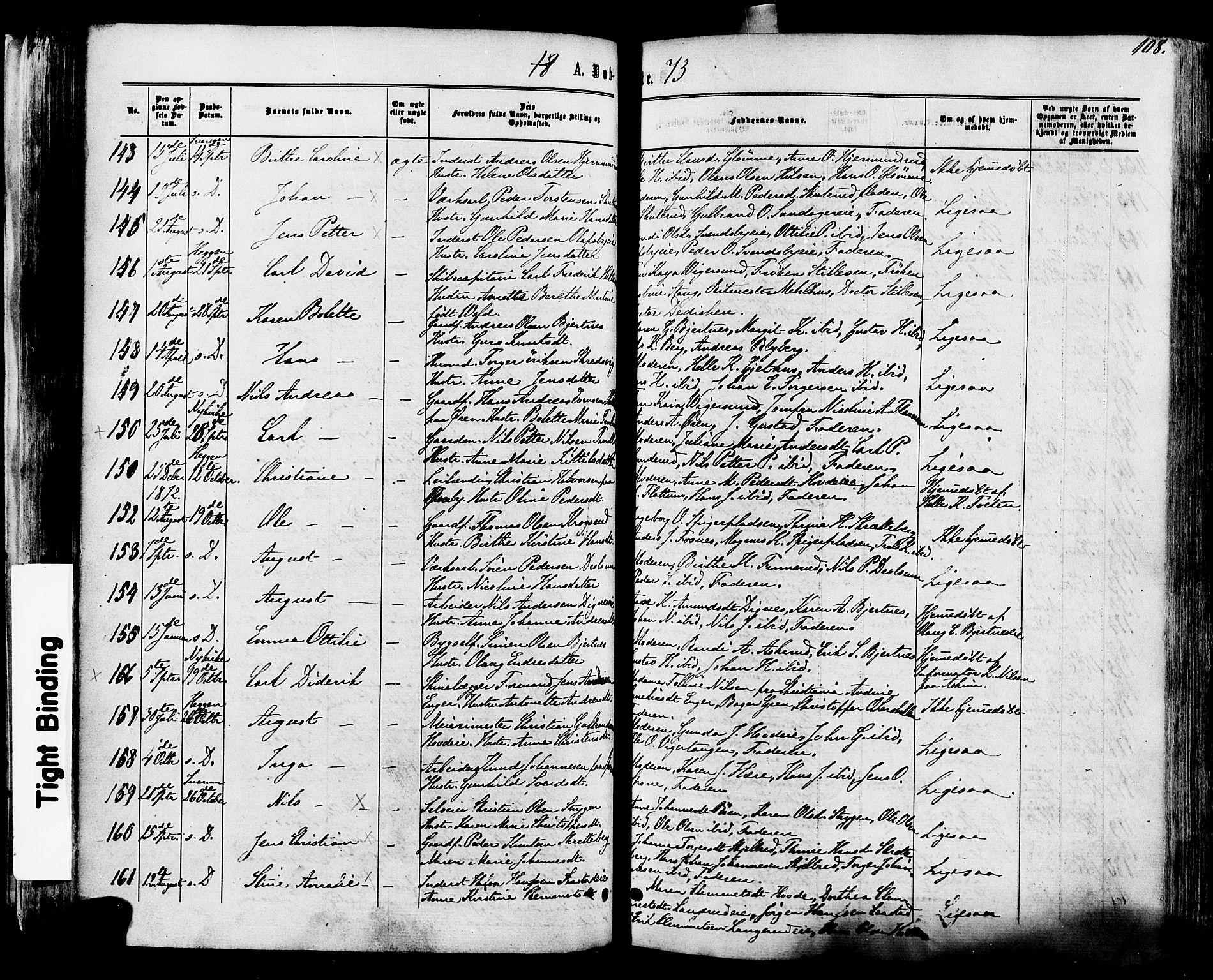 Modum kirkebøker, SAKO/A-234/F/Fa/L0010: Parish register (official) no. 10, 1865-1876, p. 108