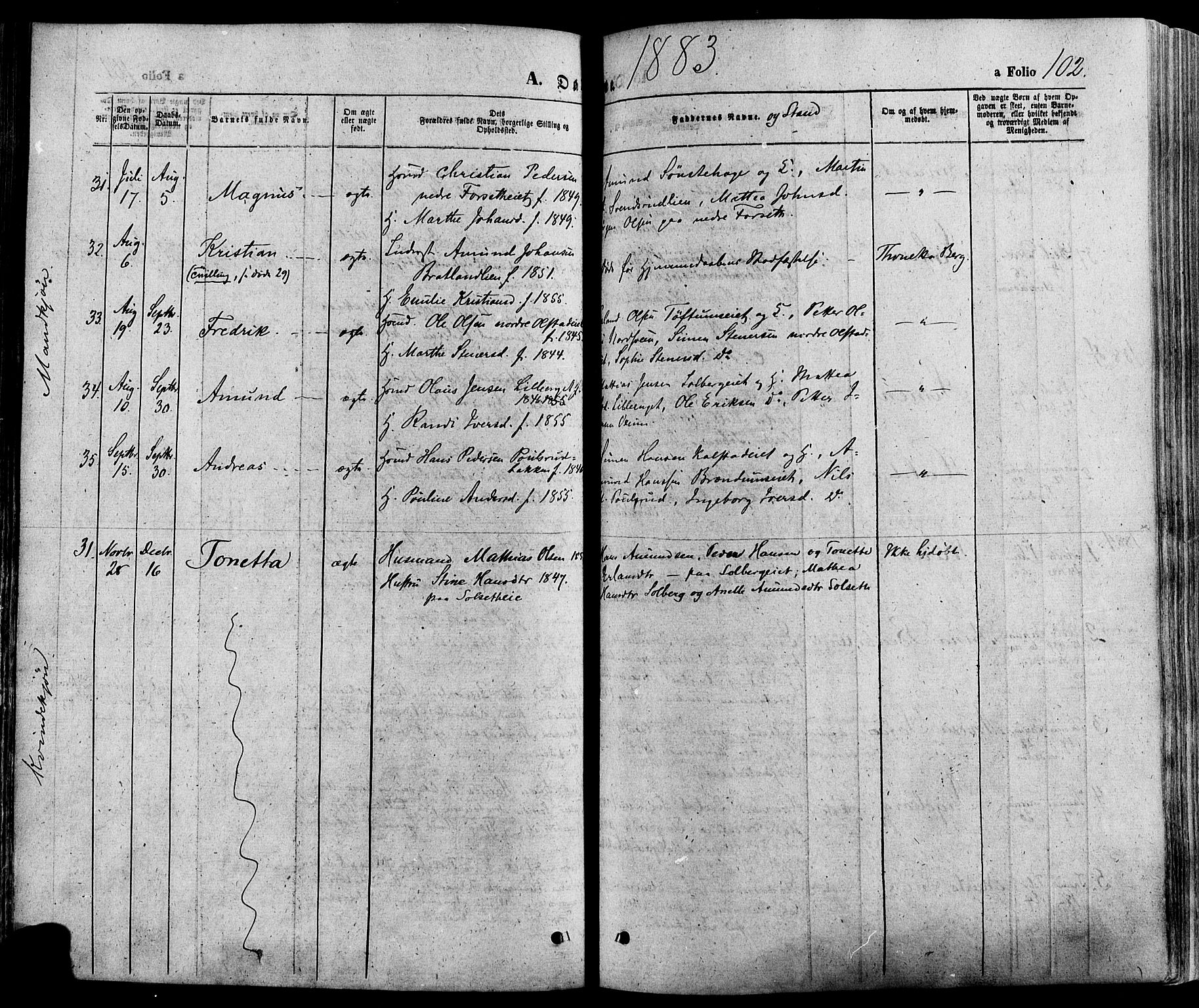Gausdal prestekontor, SAH/PREST-090/H/Ha/Haa/L0010: Parish register (official) no. 10, 1867-1886, p. 102