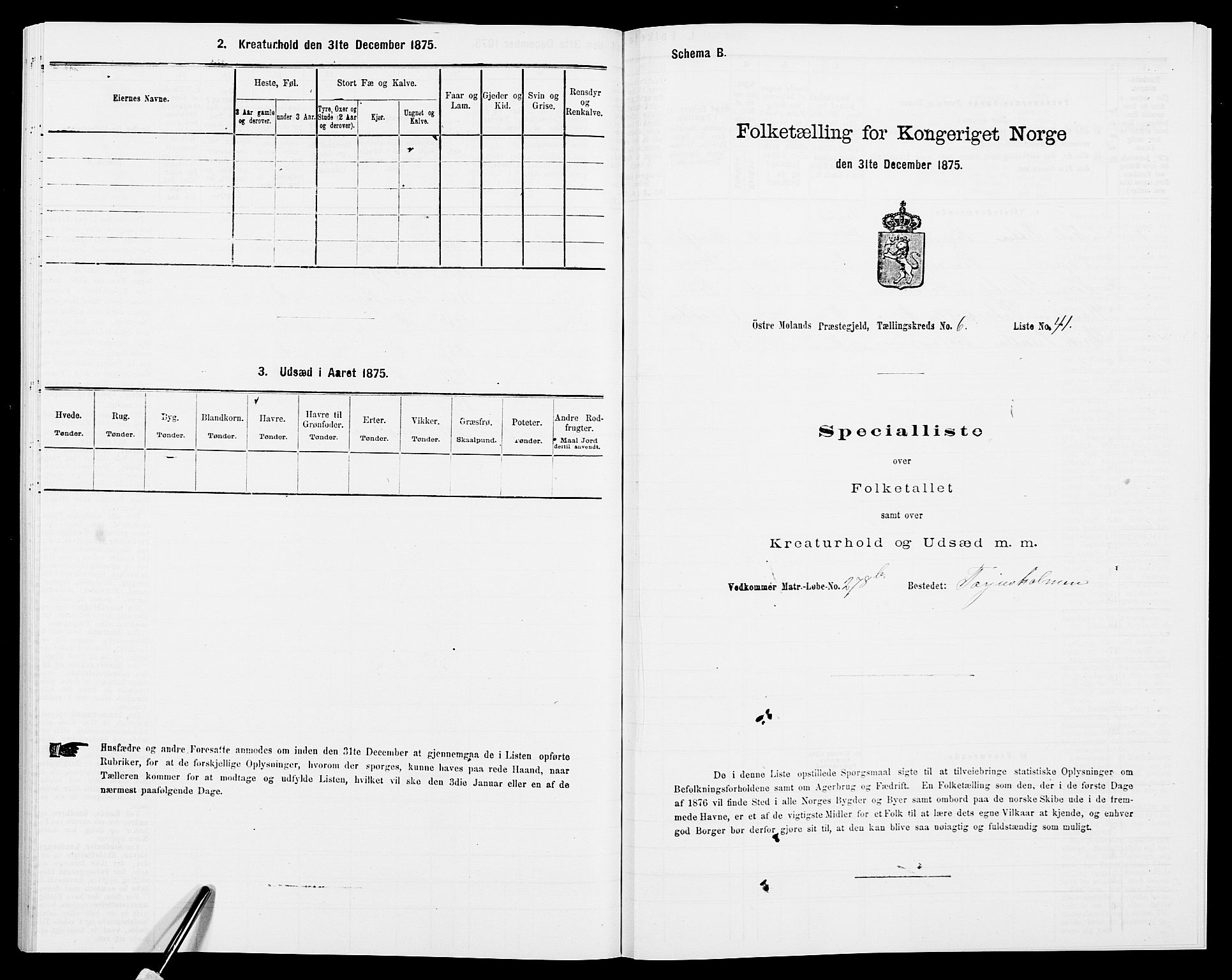 SAK, 1875 census for 0918P Austre Moland, 1875, p. 2110