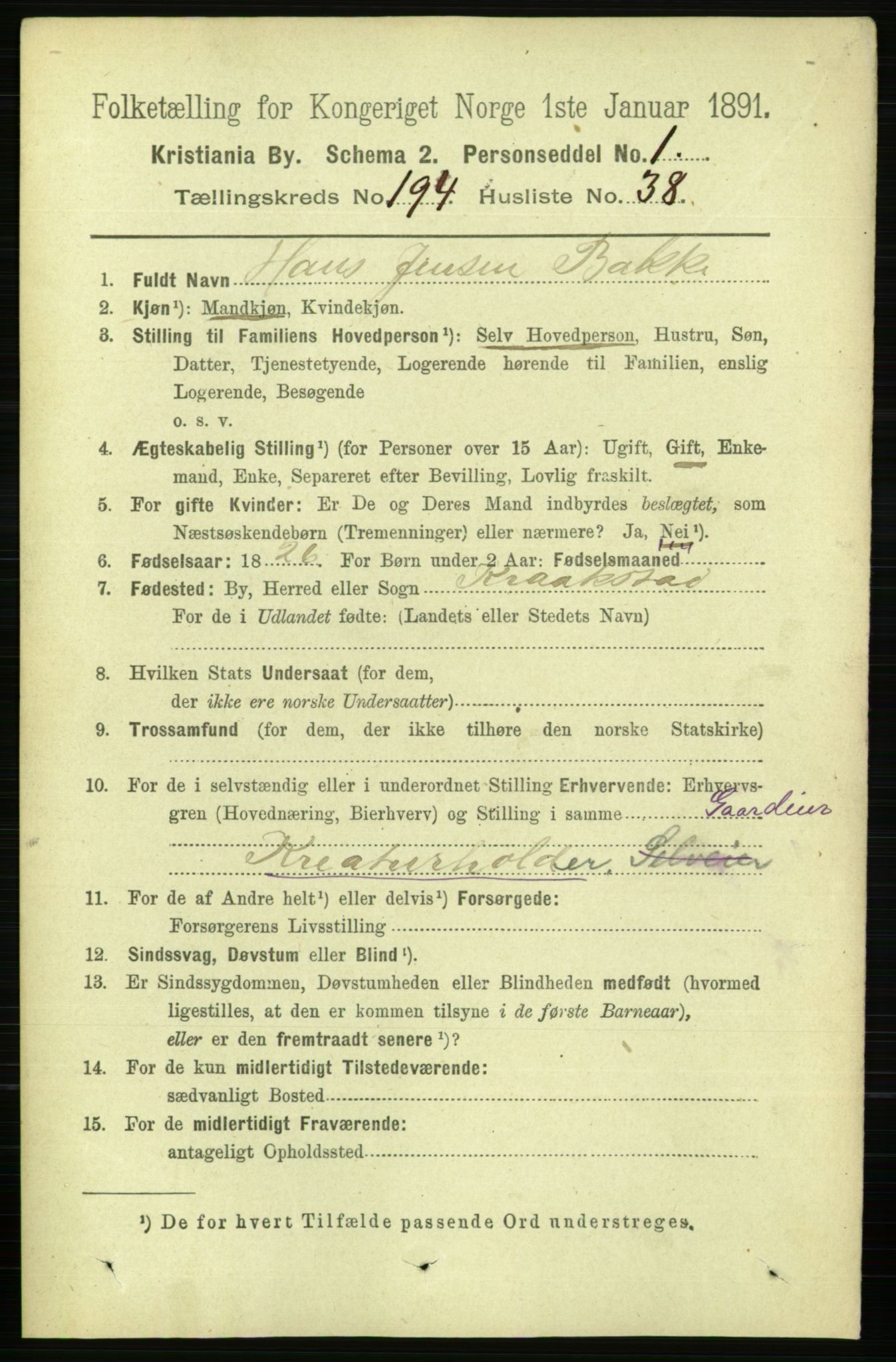 RA, 1891 census for 0301 Kristiania, 1891, p. 117429