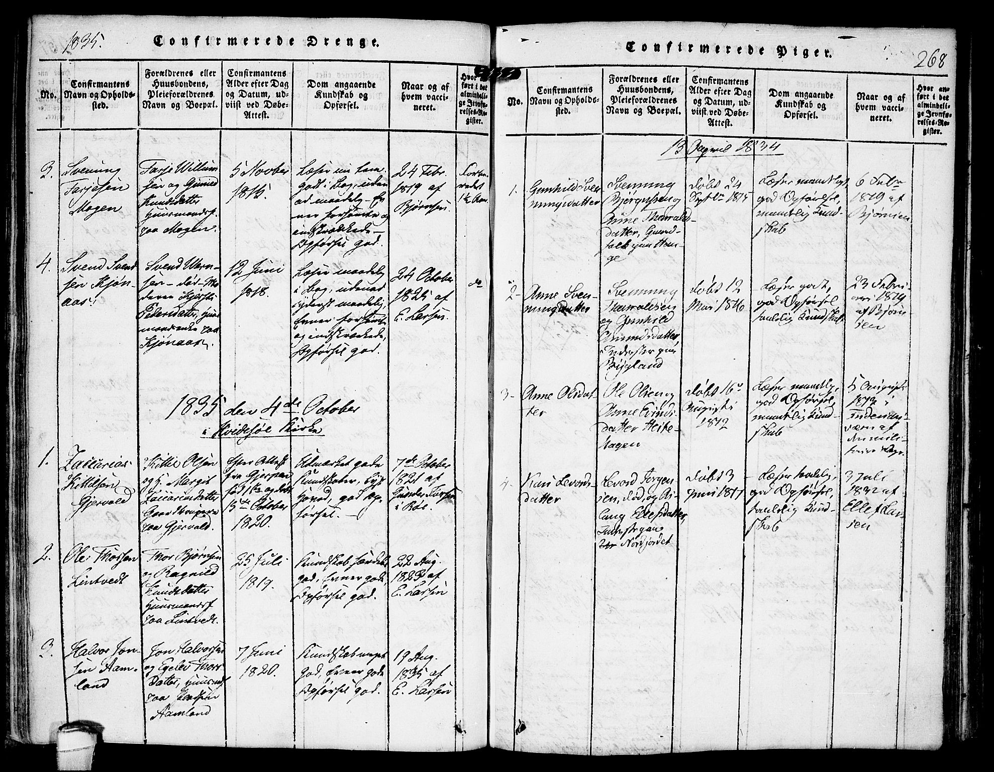 Kviteseid kirkebøker, SAKO/A-276/F/Fb/L0001: Parish register (official) no. II 1, 1815-1836, p. 268