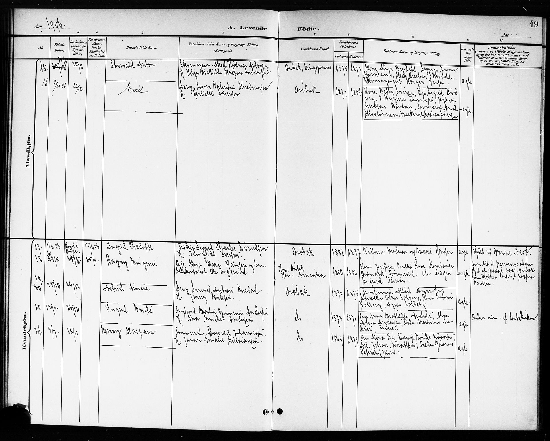 Drøbak prestekontor Kirkebøker, AV/SAO-A-10142a/G/Ga/L0001: Parish register (copy) no. I 1, 1897-1917, p. 49