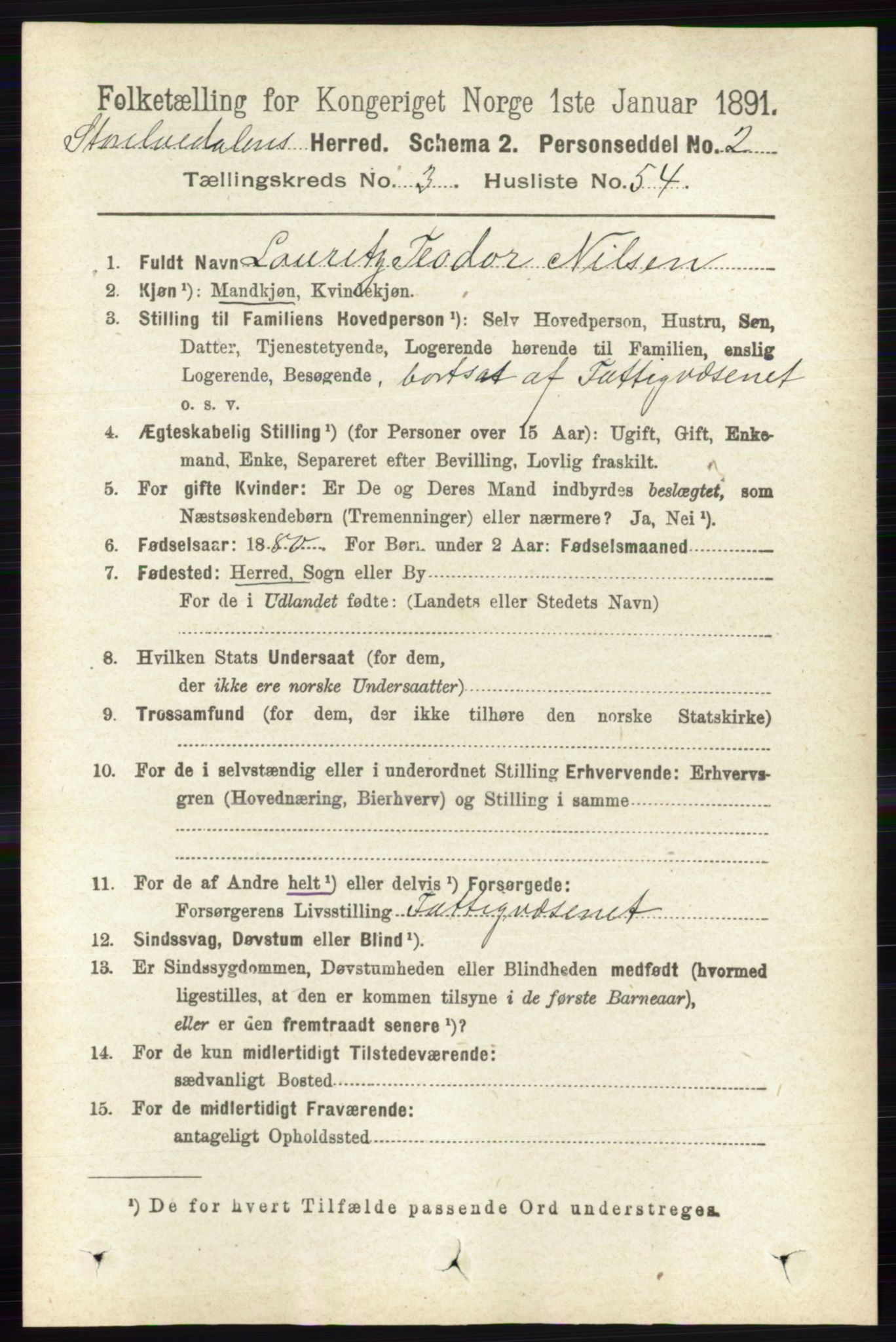 RA, 1891 census for 0430 Stor-Elvdal, 1891, p. 1229