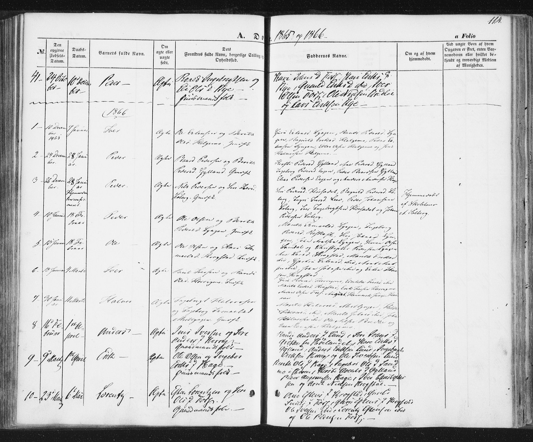 Ministerialprotokoller, klokkerbøker og fødselsregistre - Sør-Trøndelag, AV/SAT-A-1456/692/L1103: Parish register (official) no. 692A03, 1849-1870, p. 114