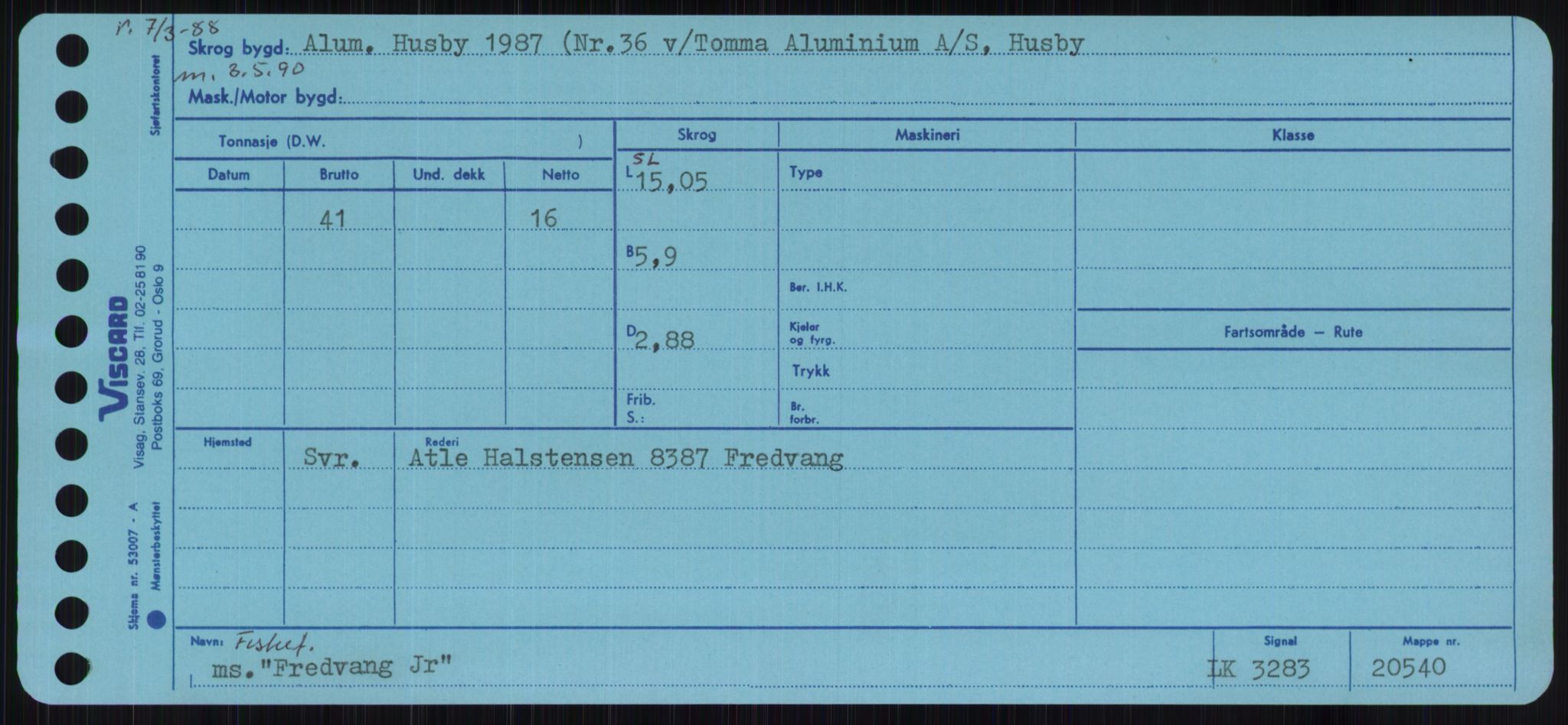 Sjøfartsdirektoratet med forløpere, Skipsmålingen, RA/S-1627/H/Ha/L0002/0001: Fartøy, Eik-Hill / Fartøy, Eik-F, p. 761