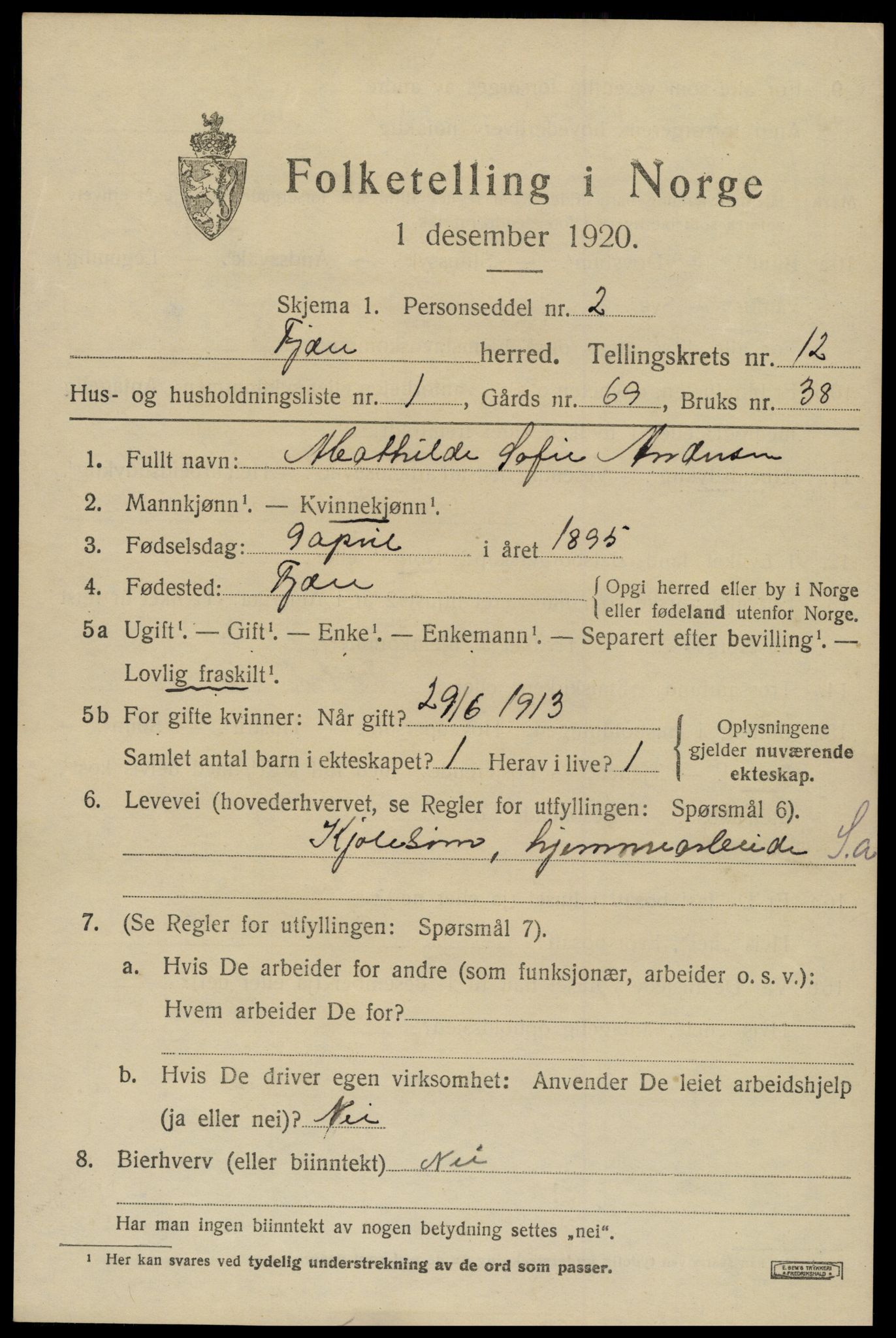 SAK, 1920 census for Fjære, 1920, p. 12179