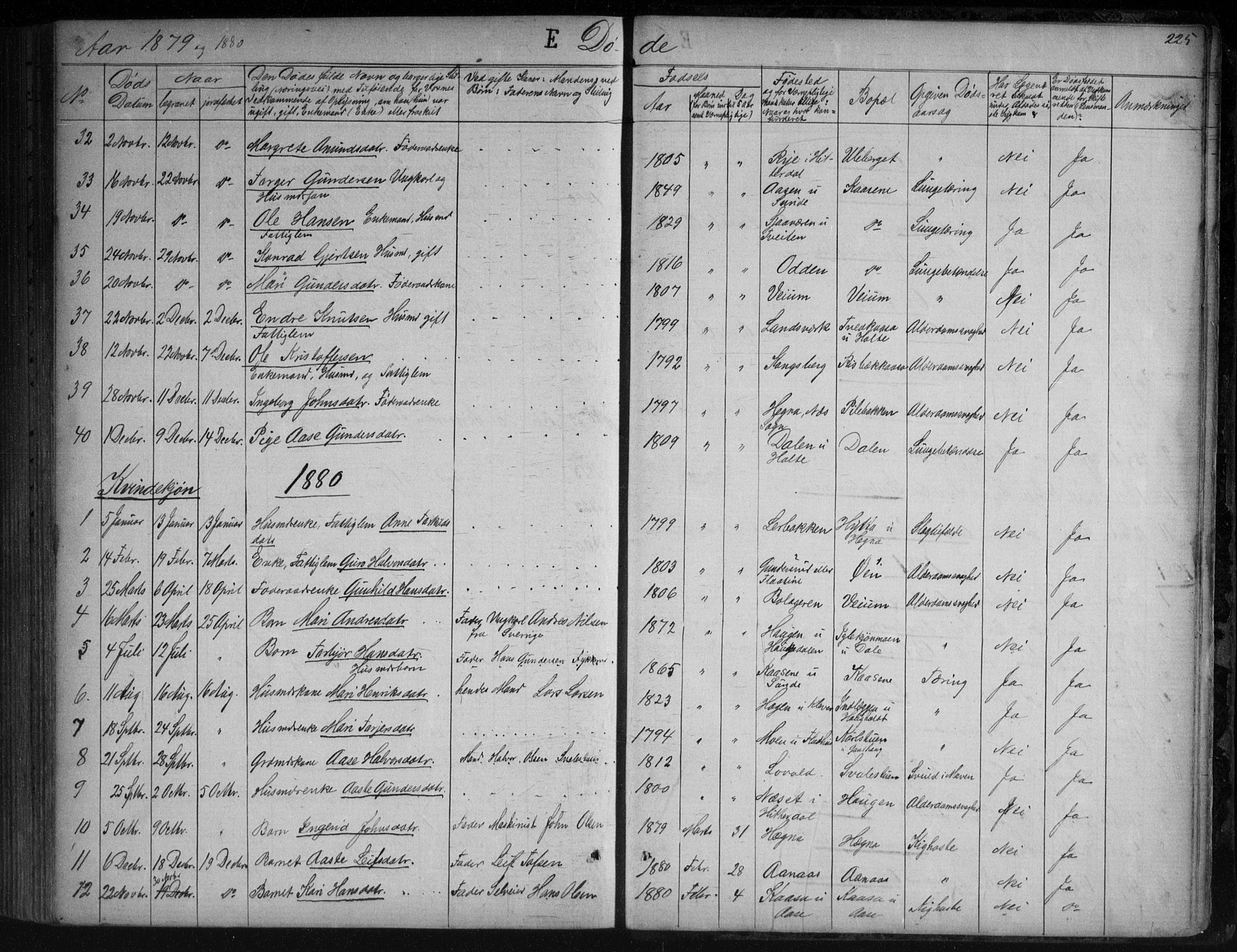 Sauherad kirkebøker, SAKO/A-298/G/Ga/L0003: Parish register (copy) no. I 3, 1866-1905, p. 225