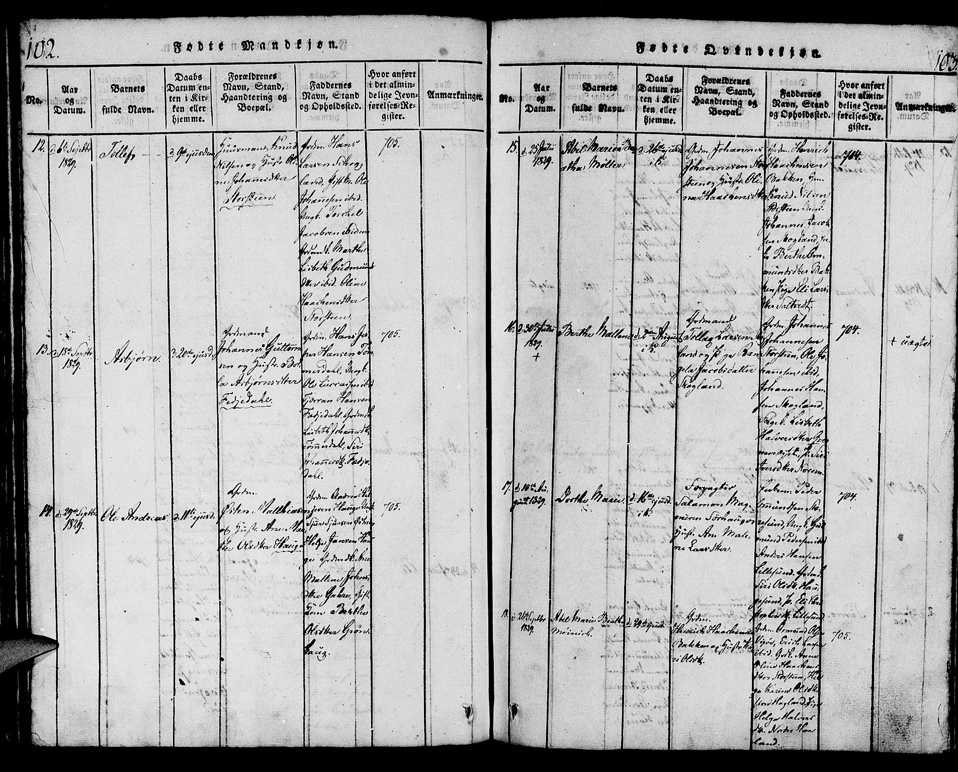 Torvastad sokneprestkontor, SAST/A -101857/H/Ha/Haa/L0004: Parish register (official) no. A 4, 1817-1836, p. 102-103