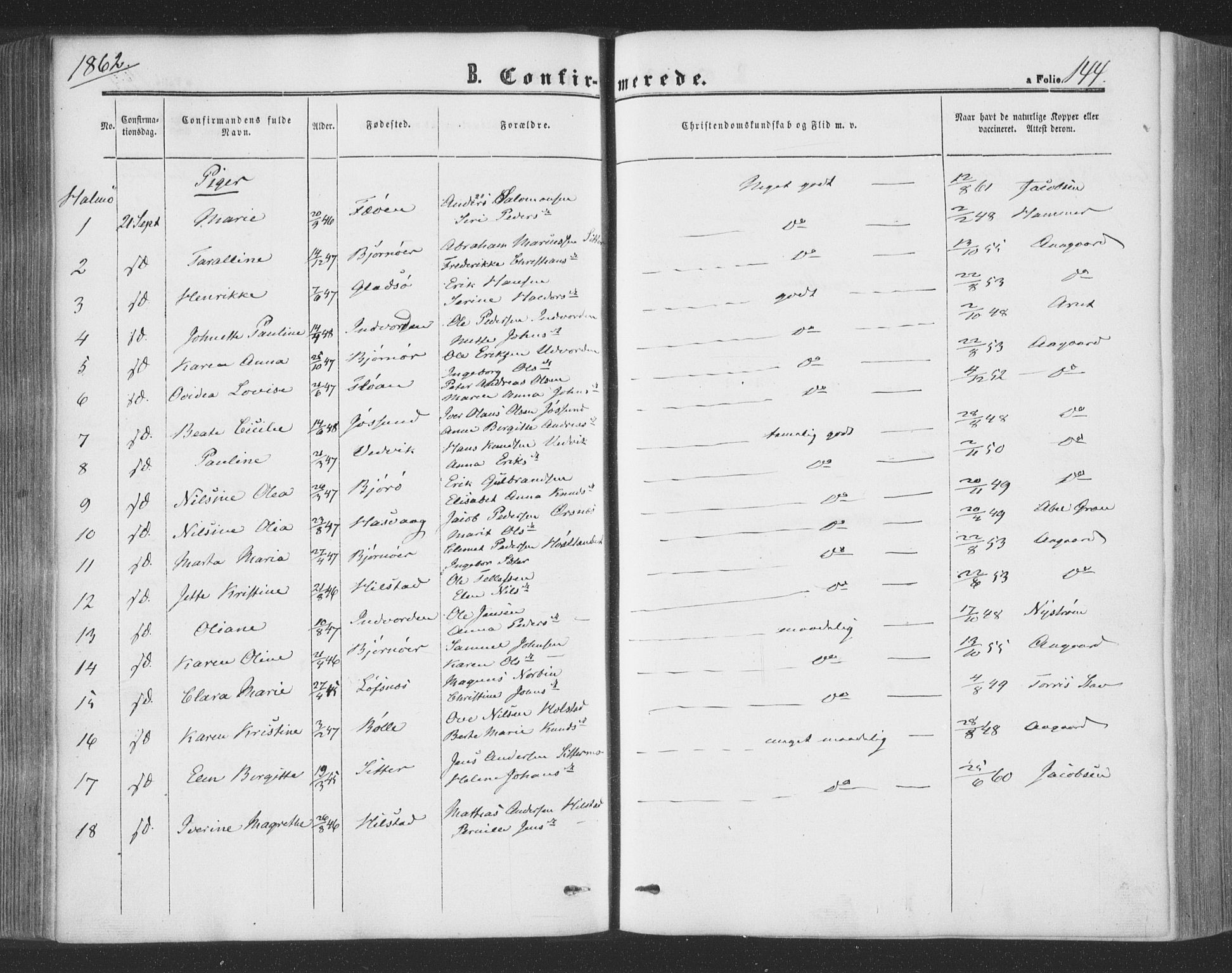 Ministerialprotokoller, klokkerbøker og fødselsregistre - Nord-Trøndelag, SAT/A-1458/773/L0615: Parish register (official) no. 773A06, 1857-1870, p. 144