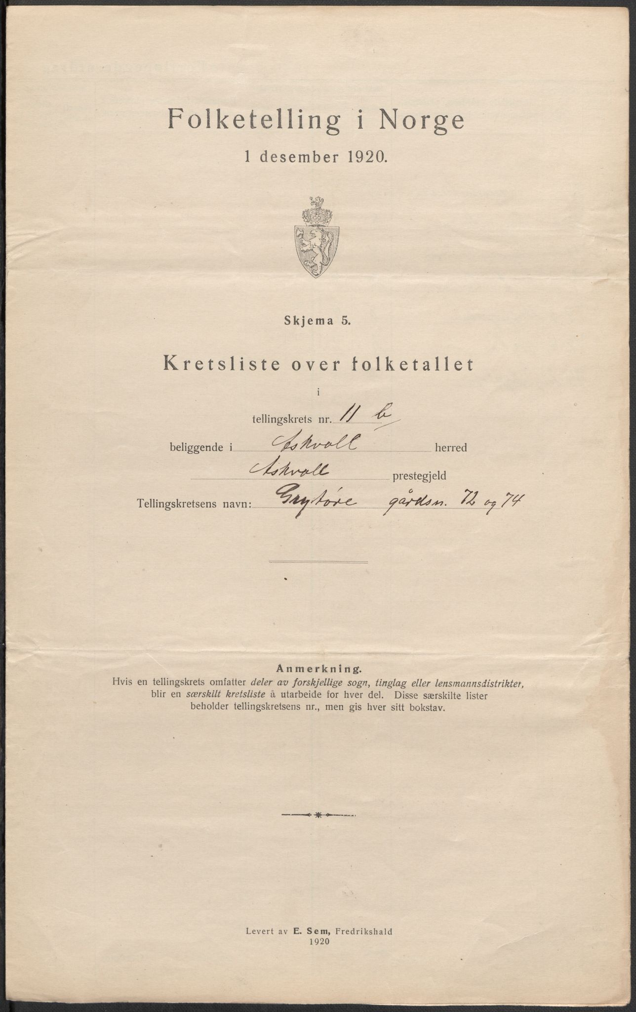 SAB, 1920 census for Askvoll, 1920, p. 41