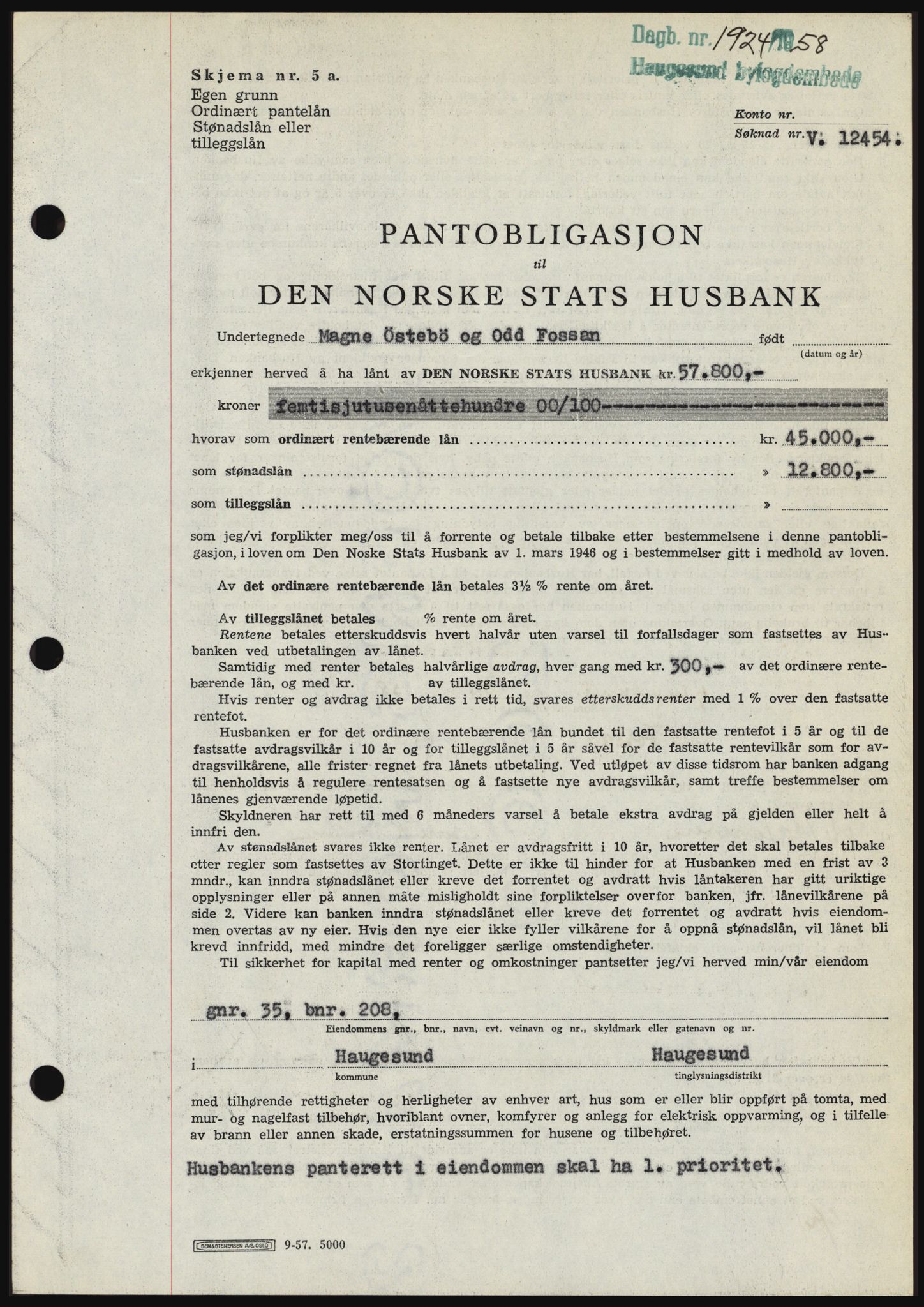 Haugesund tingrett, SAST/A-101415/01/II/IIC/L0044: Mortgage book no. B 44, 1958-1959, Diary no: : 1924/1958
