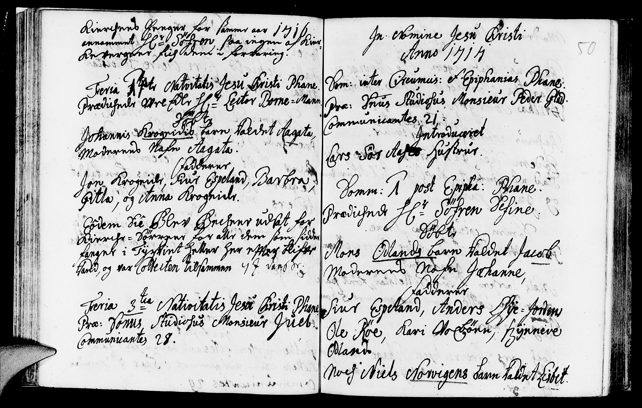 Fana Sokneprestembete, AV/SAB-A-75101/H/Haa/Haaa/L0001: Parish register (official) no. A 1, 1712-1719, p. 50