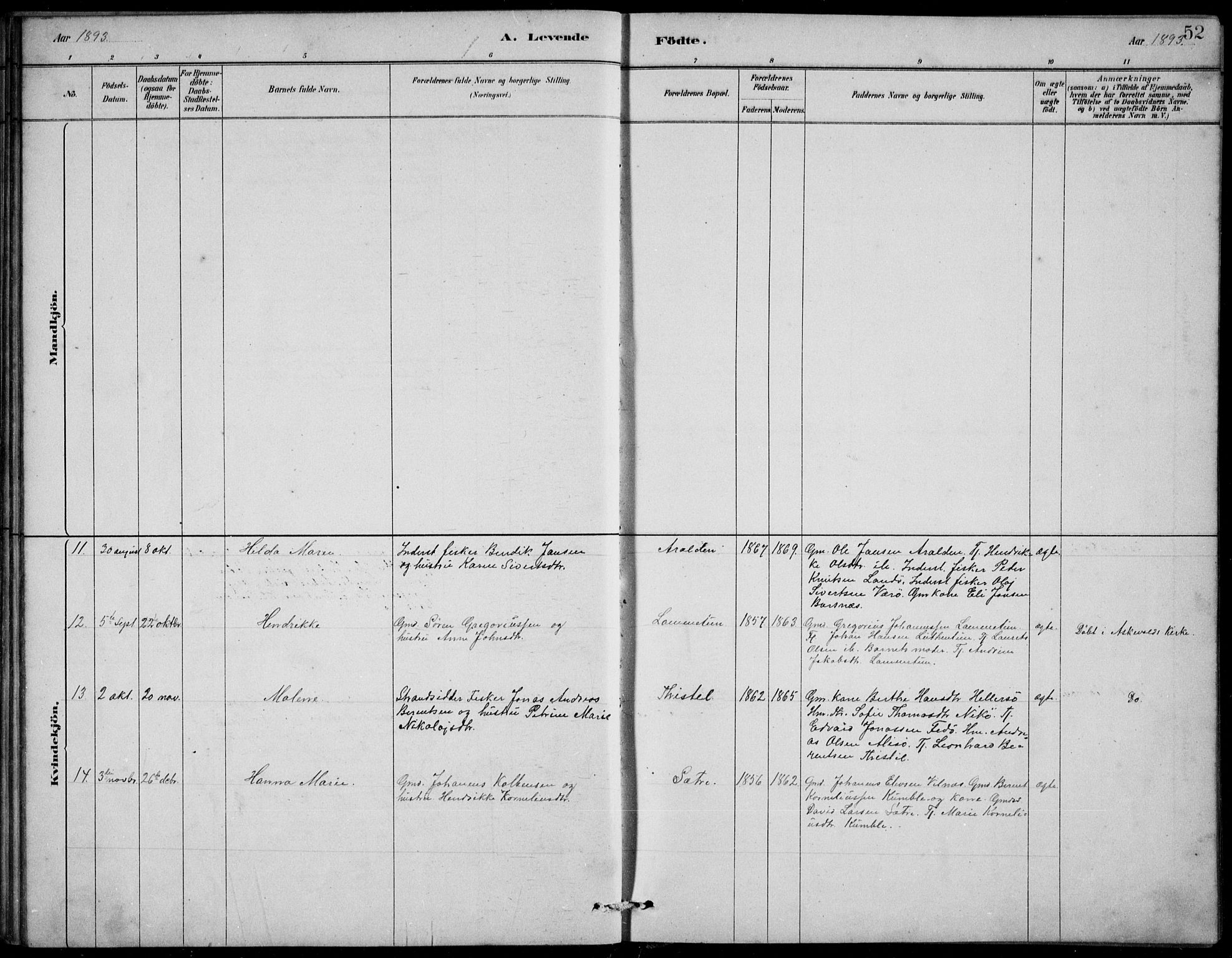 Askvoll sokneprestembete, SAB/A-79501/H/Hab/Habb/L0001: Parish register (copy) no. B 1, 1879-1909, p. 52