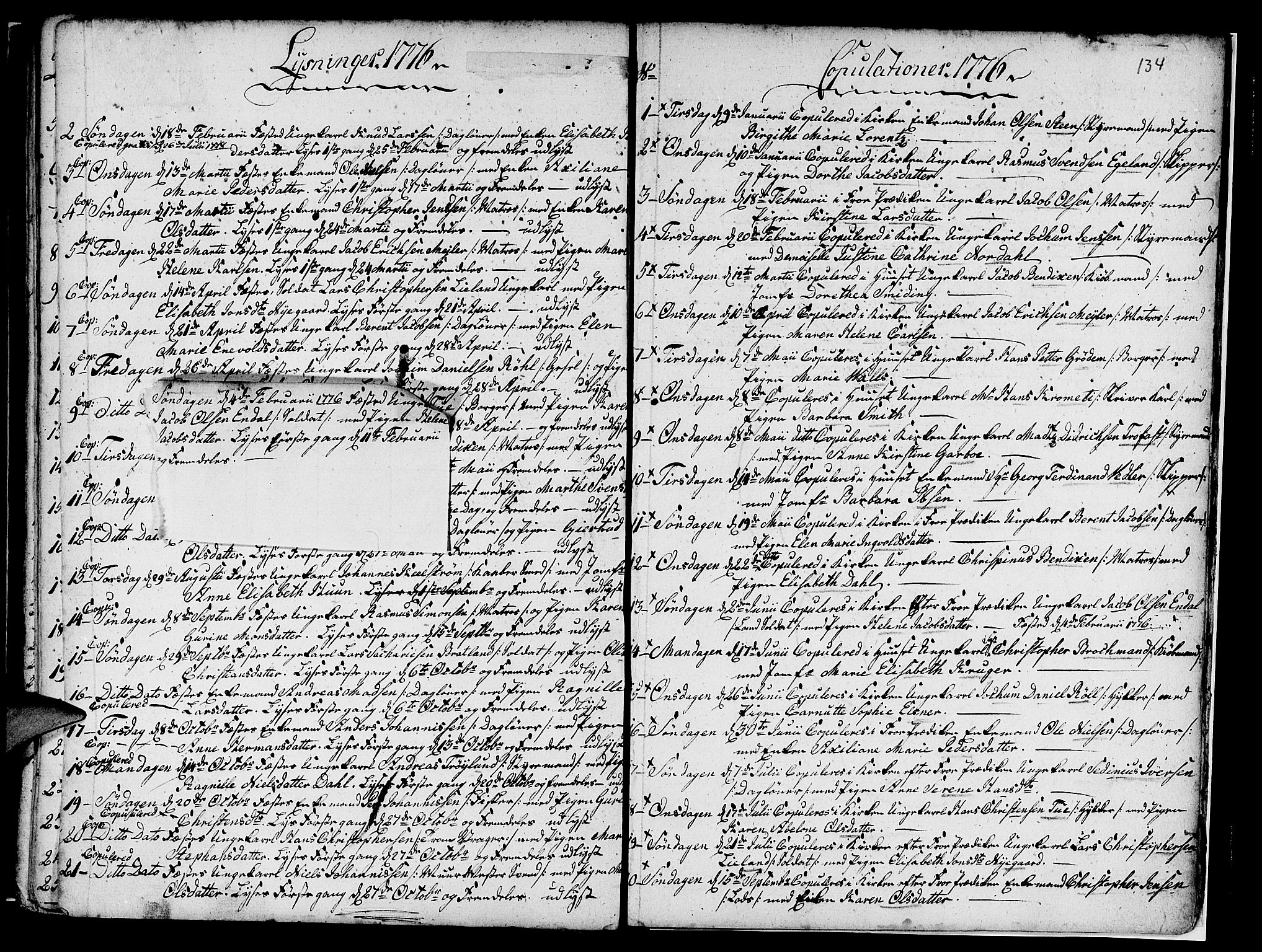 Nykirken Sokneprestembete, SAB/A-77101/H/Haa/L0007: Parish register (official) no. A 7, 1719-1781, p. 134