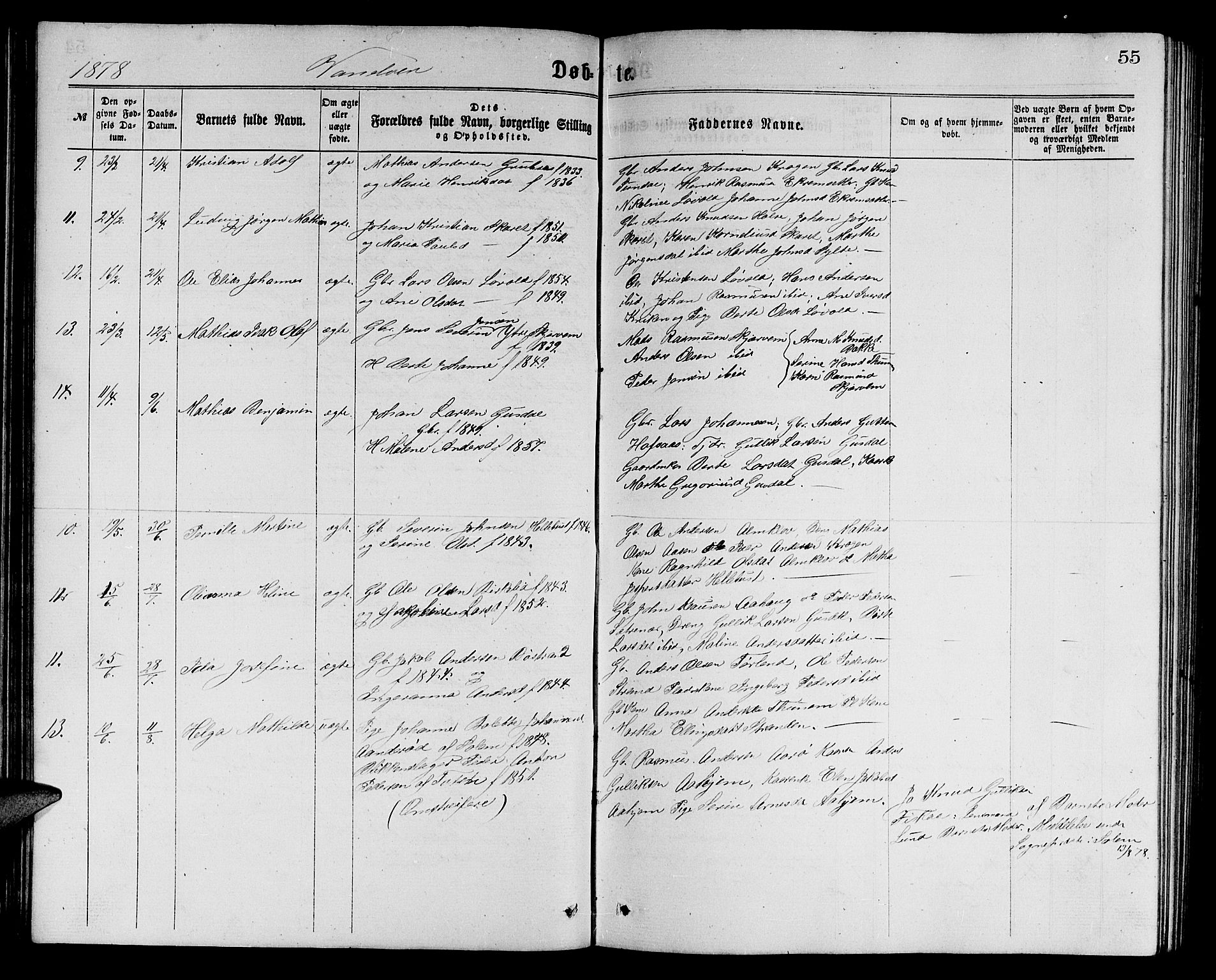 Ministerialprotokoller, klokkerbøker og fødselsregistre - Møre og Romsdal, SAT/A-1454/501/L0016: Parish register (copy) no. 501C02, 1868-1884, p. 55