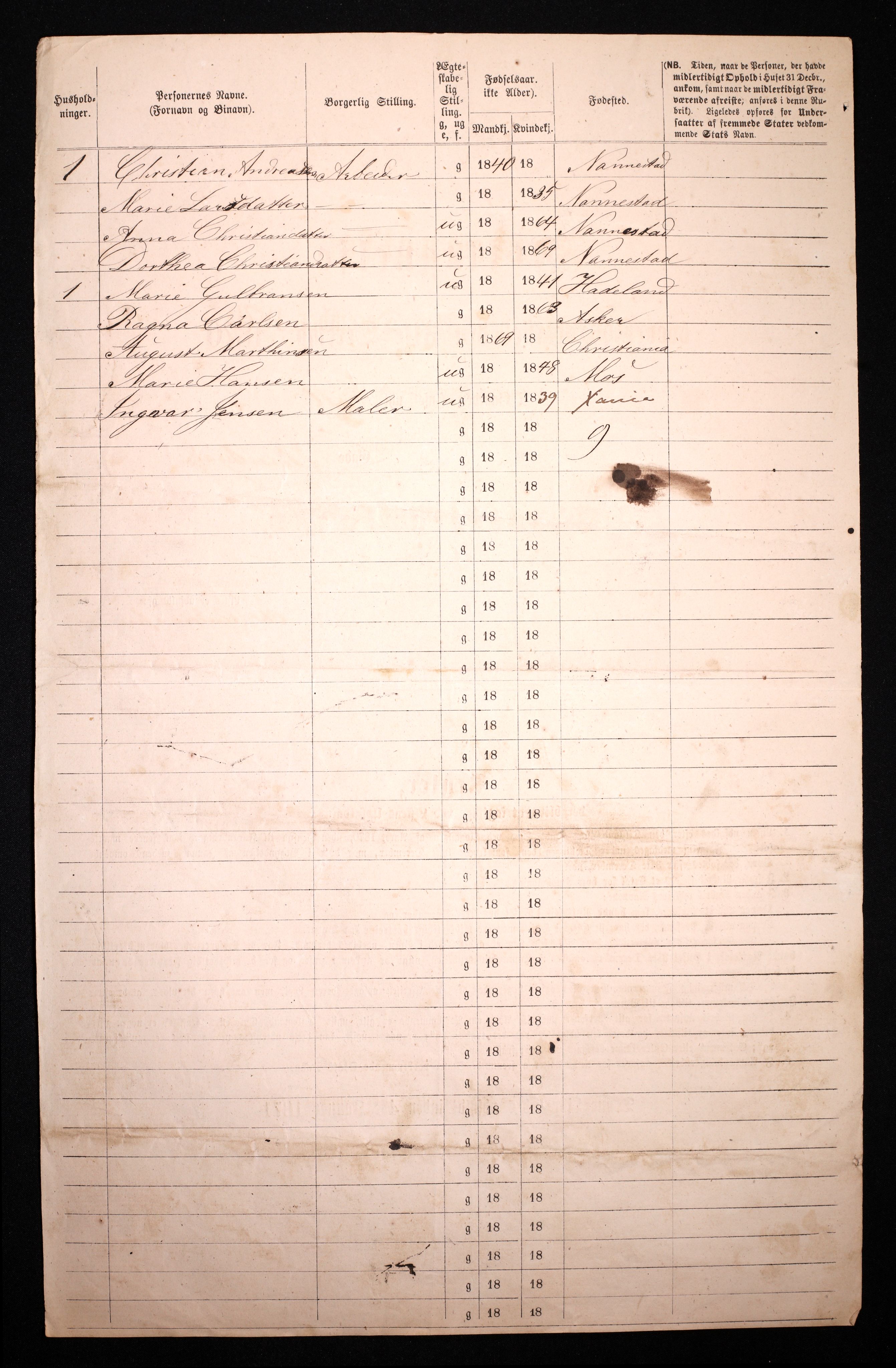 RA, 1870 census for 0301 Kristiania, 1870, p. 4657