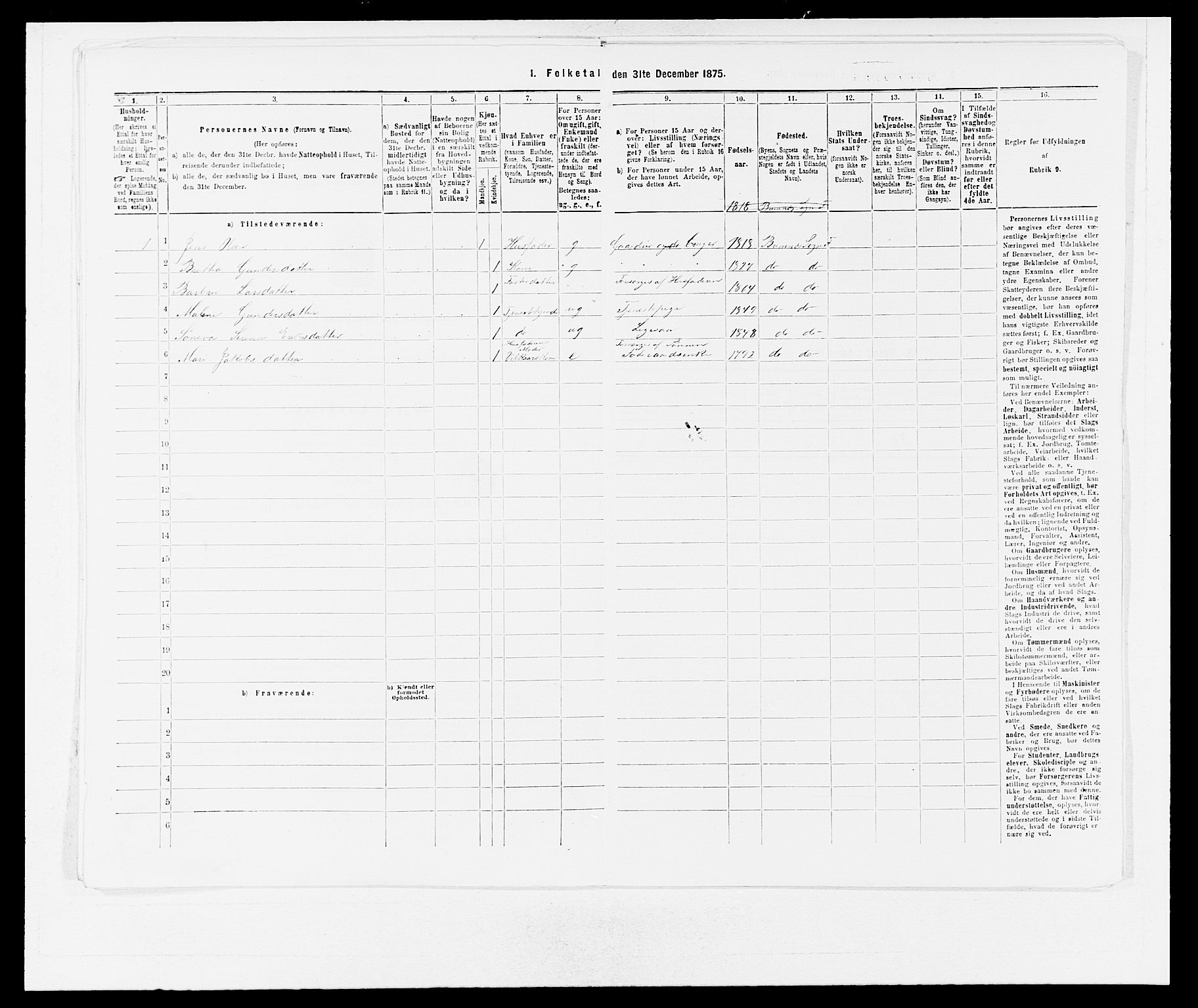 SAB, 1875 census for 1218P Finnås, 1875, p. 599