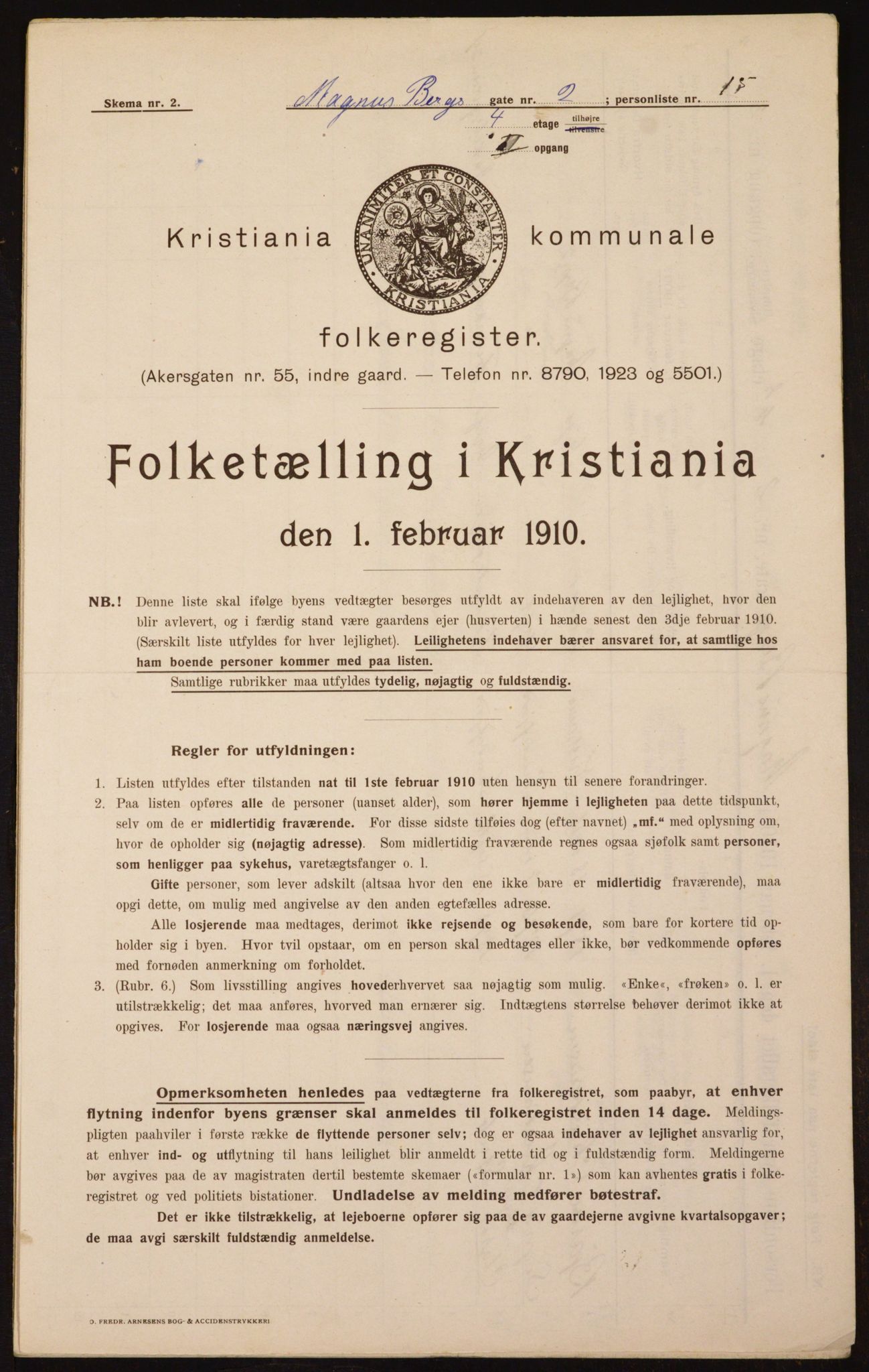 OBA, Municipal Census 1910 for Kristiania, 1910, p. 57044