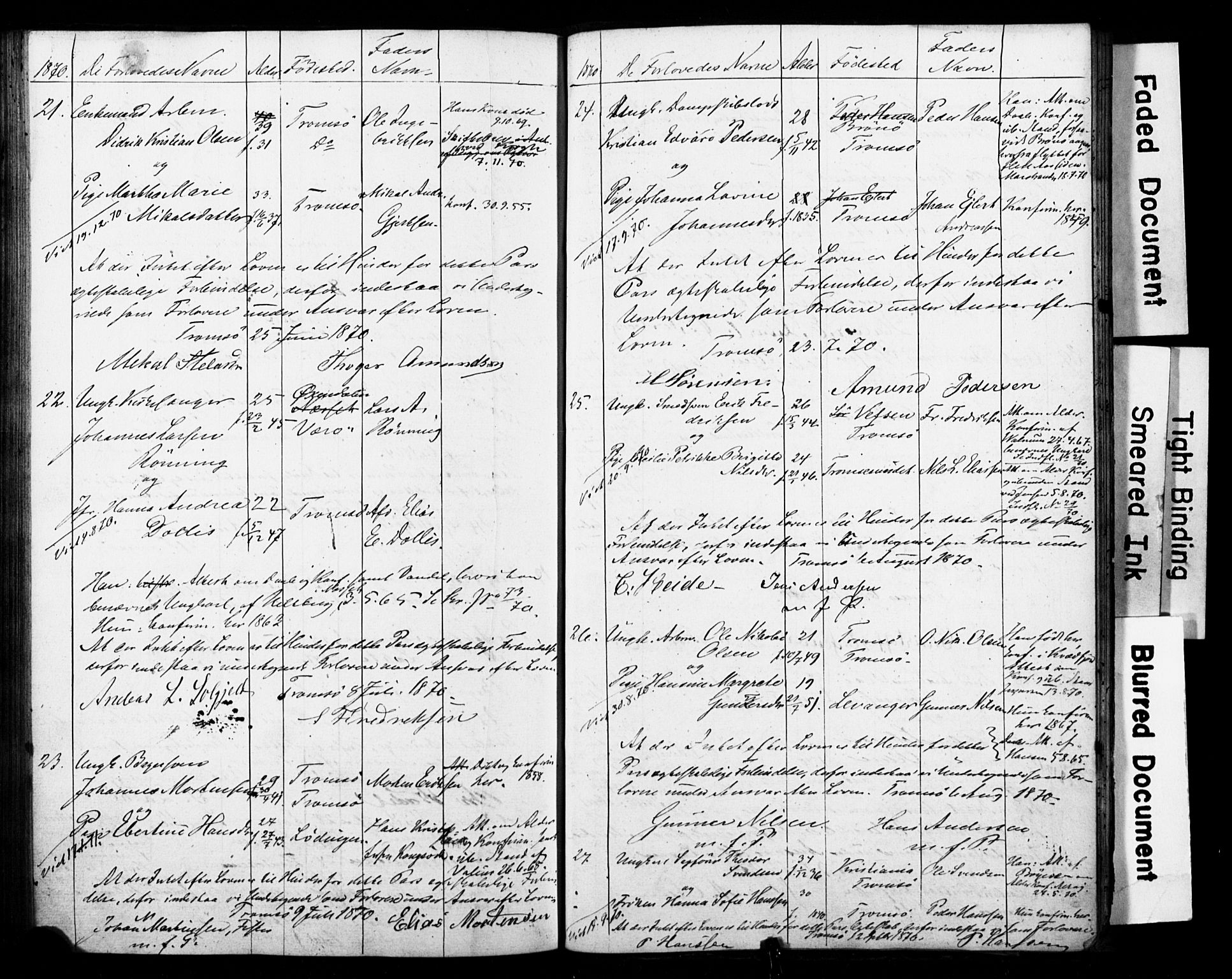 Tromsø sokneprestkontor/stiftsprosti/domprosti, AV/SATØ-S-1343/H/Hc/L0097: Banns register no. 97, 1851-1872