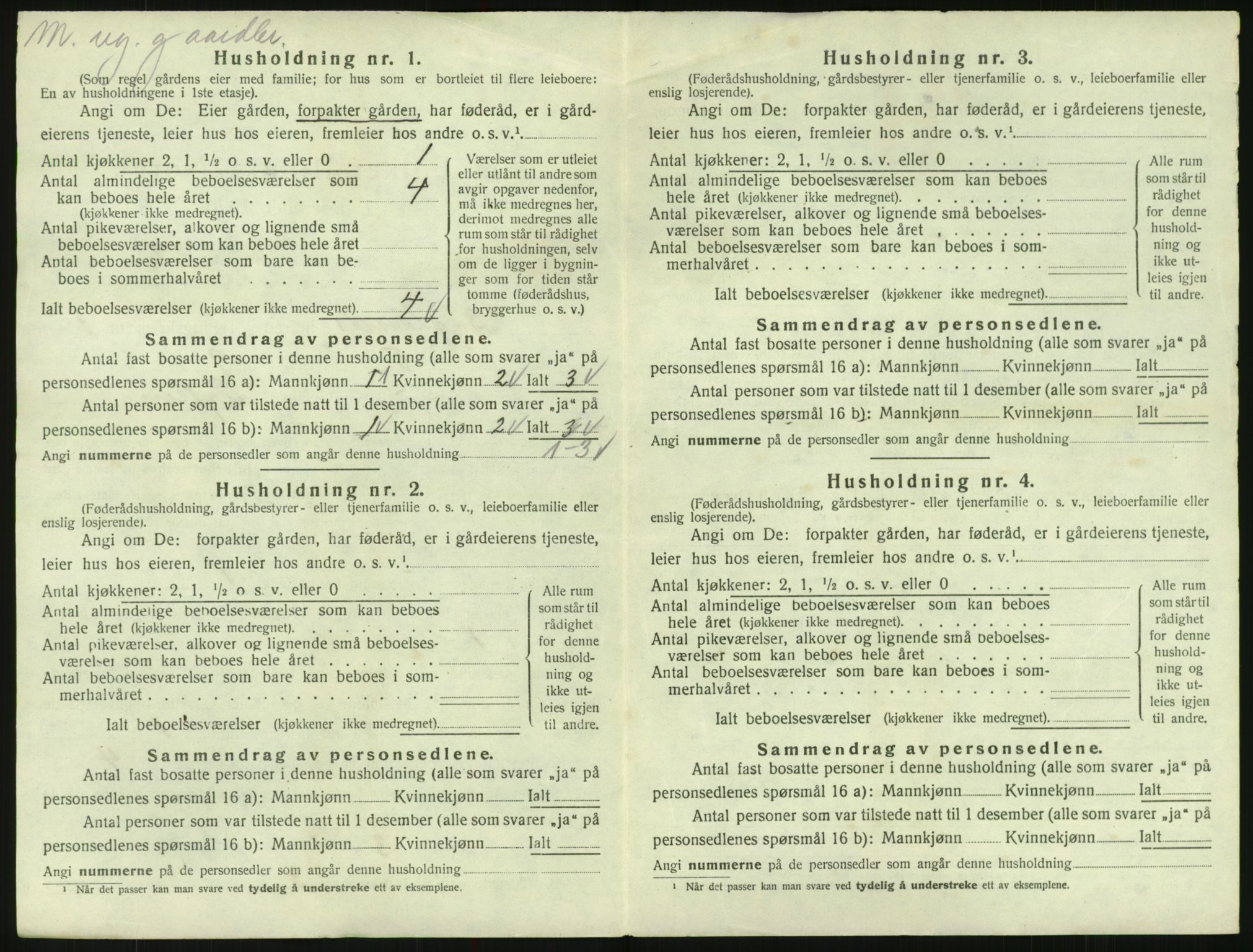 SAK, 1920 census for Bygland, 1920, p. 104