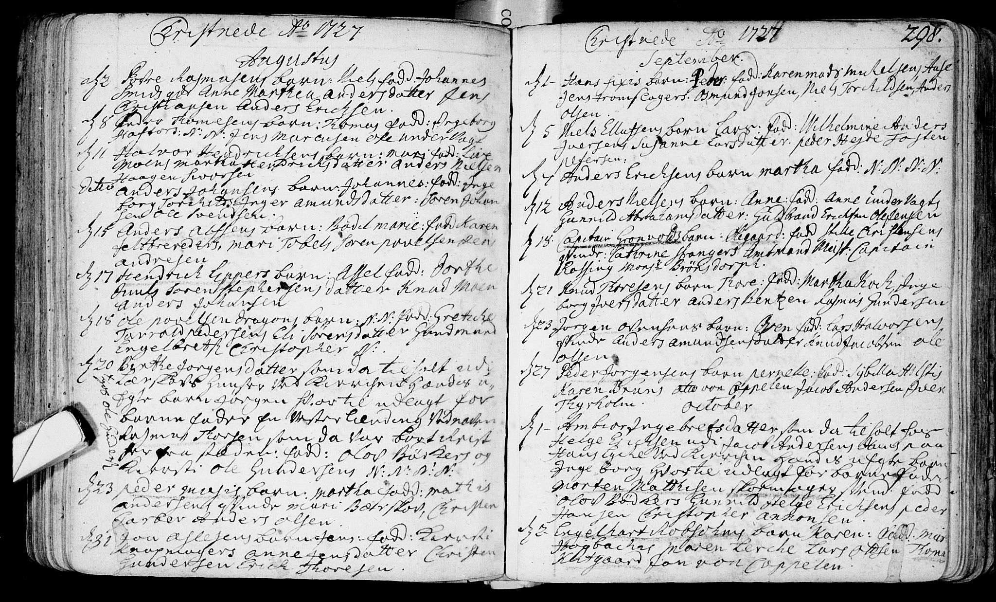 Bragernes kirkebøker, AV/SAKO-A-6/F/Fa/L0003: Parish register (official) no. I 3, 1706-1734, p. 298