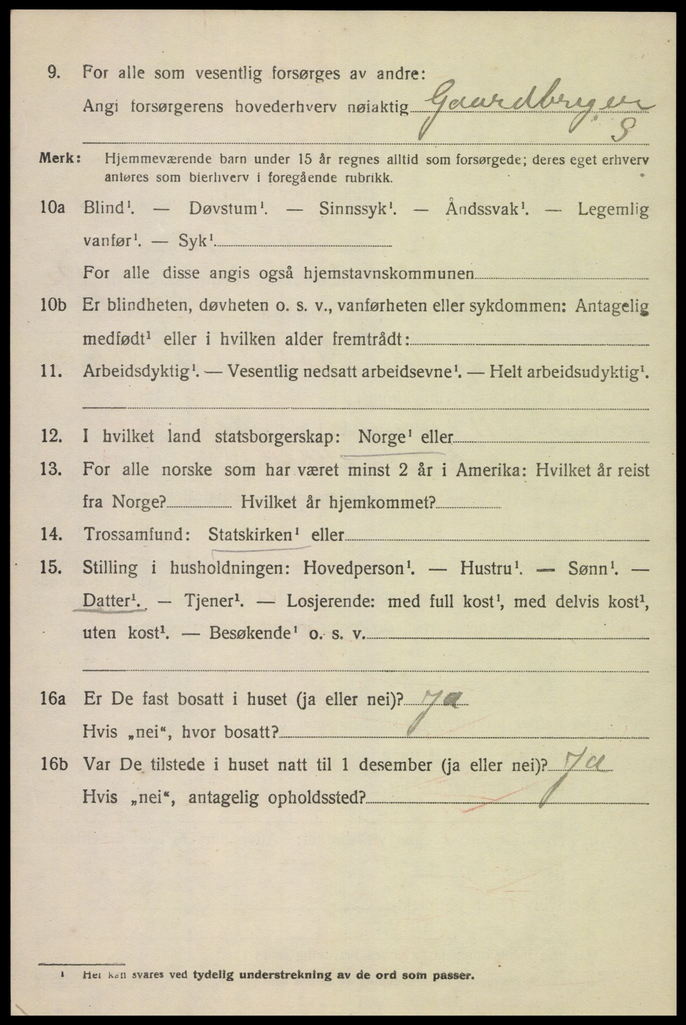 SAK, 1920 census for Gyland, 1920, p. 2441