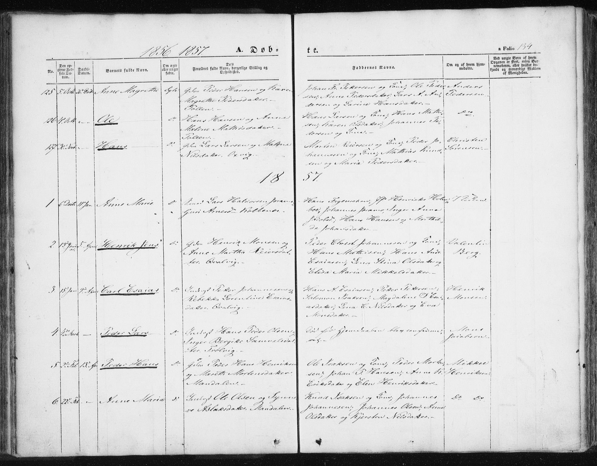 Lyngen sokneprestembete, SATØ/S-1289/H/He/Hea/L0004kirke: Parish register (official) no. 4, 1839-1858, p. 134