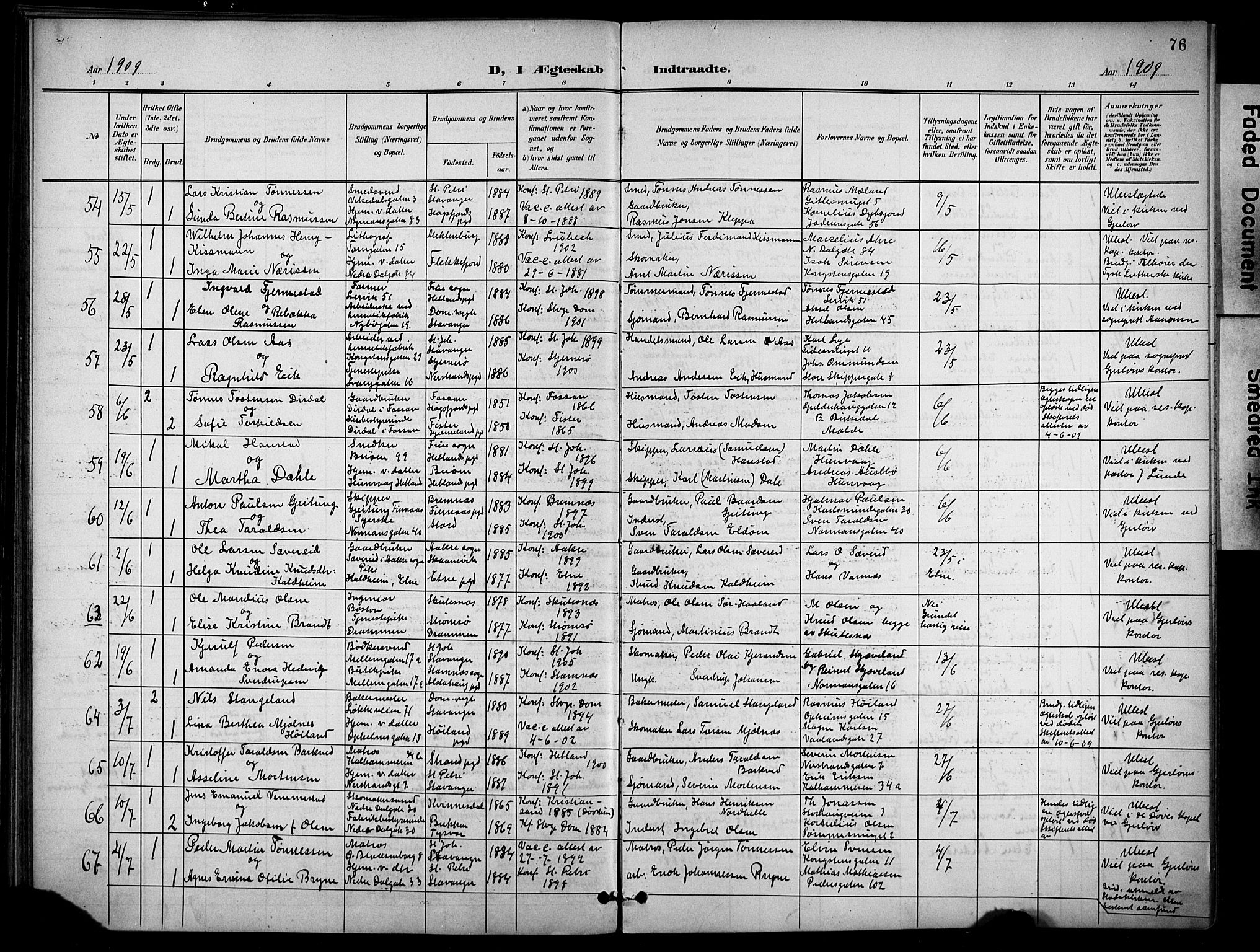 St. Johannes sokneprestkontor, AV/SAST-A-101814/001/30/30BB/L0005: Parish register (copy) no. B 5, 1901-1917, p. 76