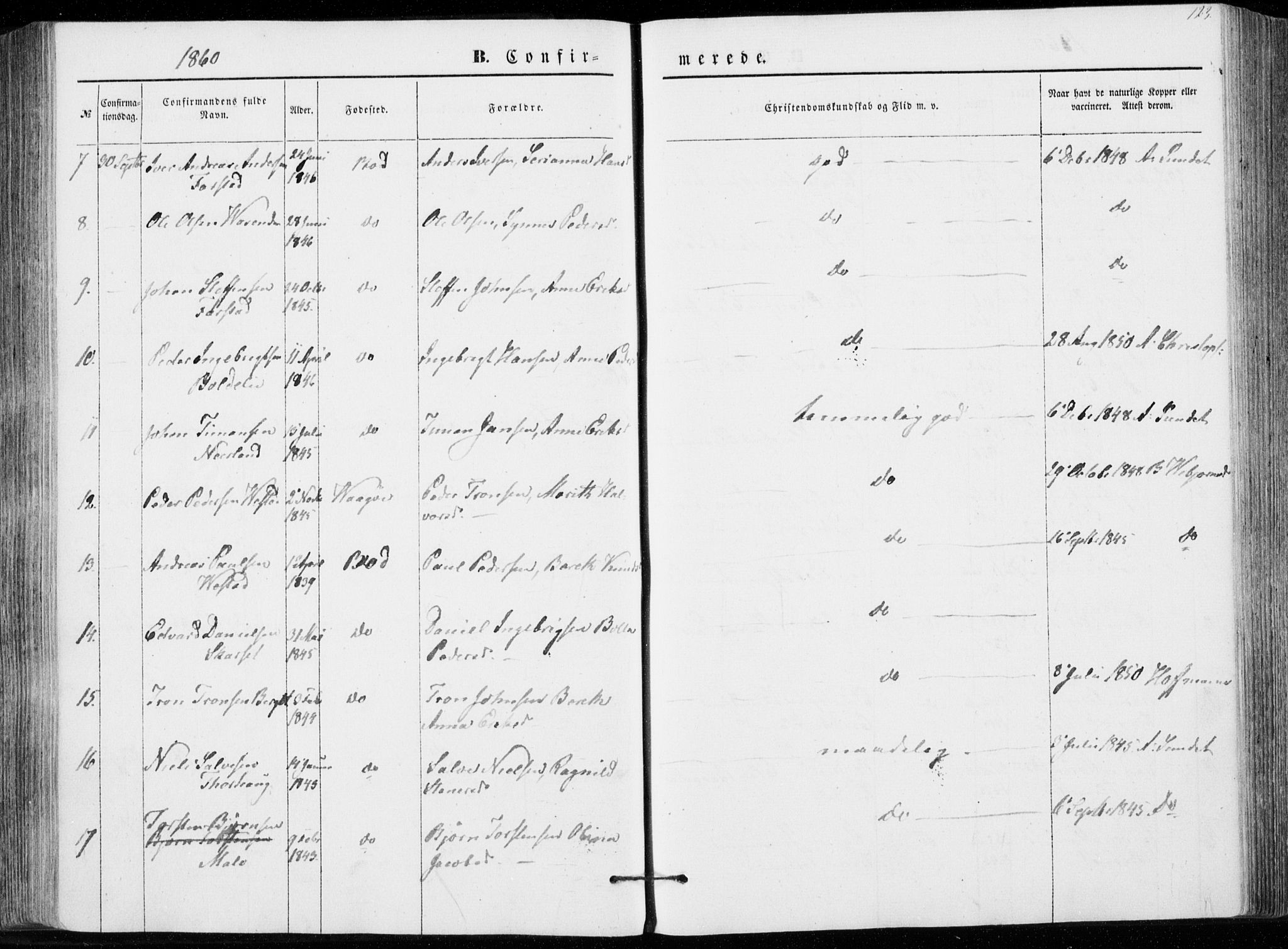 Ministerialprotokoller, klokkerbøker og fødselsregistre - Møre og Romsdal, AV/SAT-A-1454/566/L0767: Parish register (official) no. 566A06, 1852-1868, p. 123