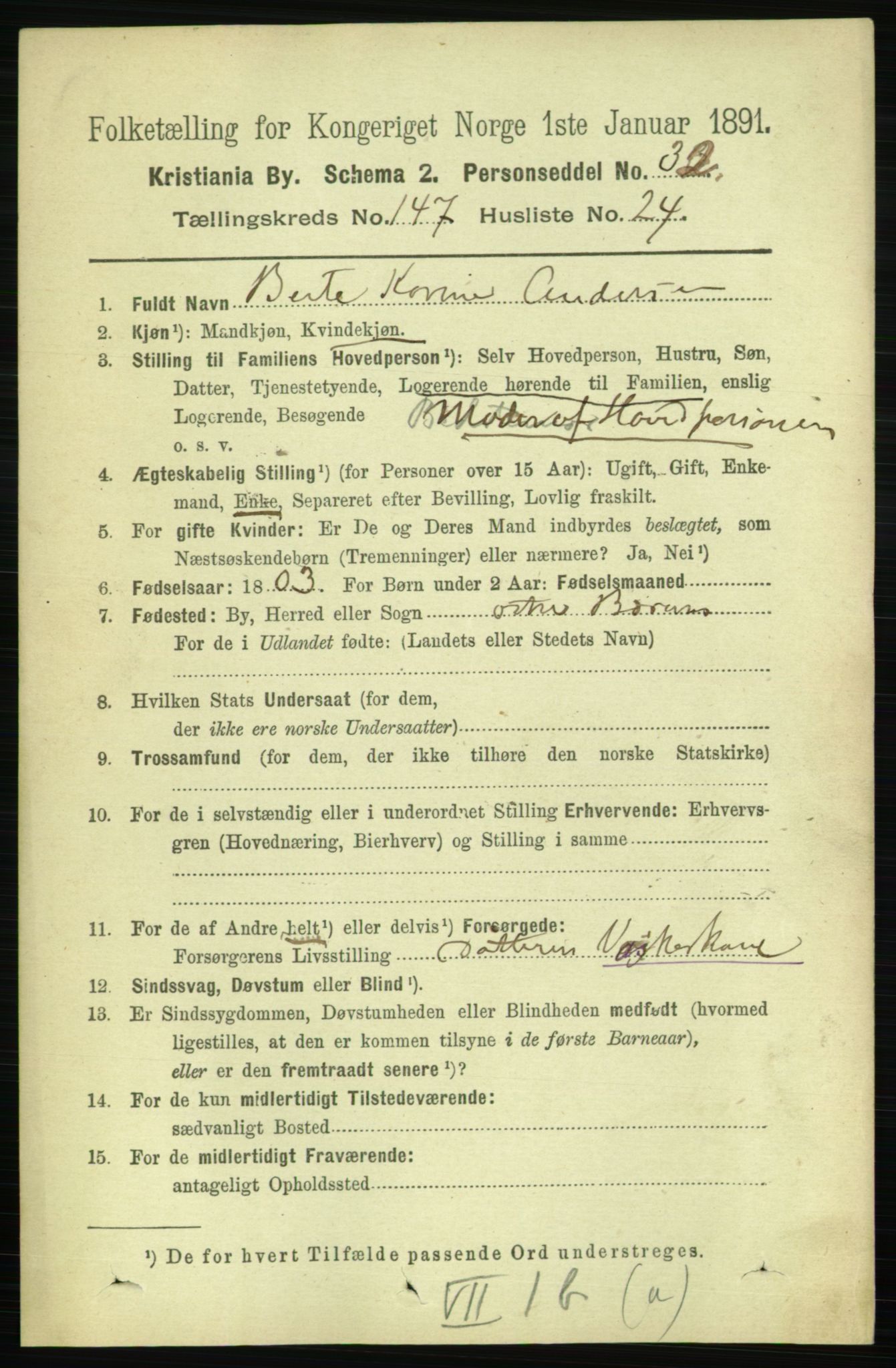 RA, 1891 census for 0301 Kristiania, 1891, p. 82262